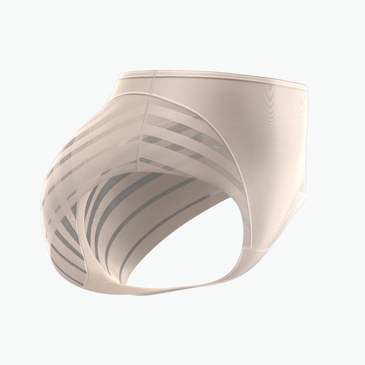 Beige men's underwear with subtle pattern on a white background