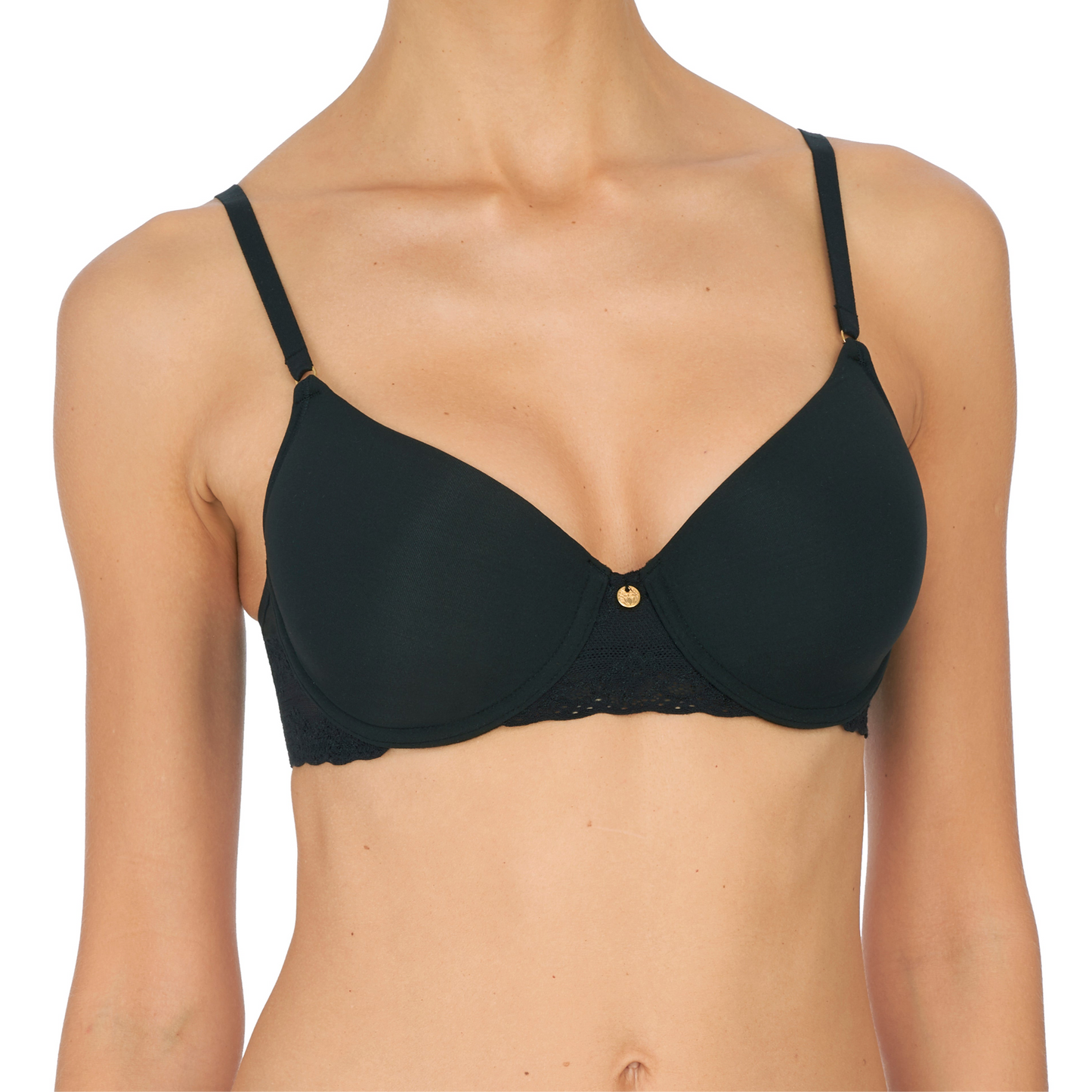 Black bra on a mannequin with a white background