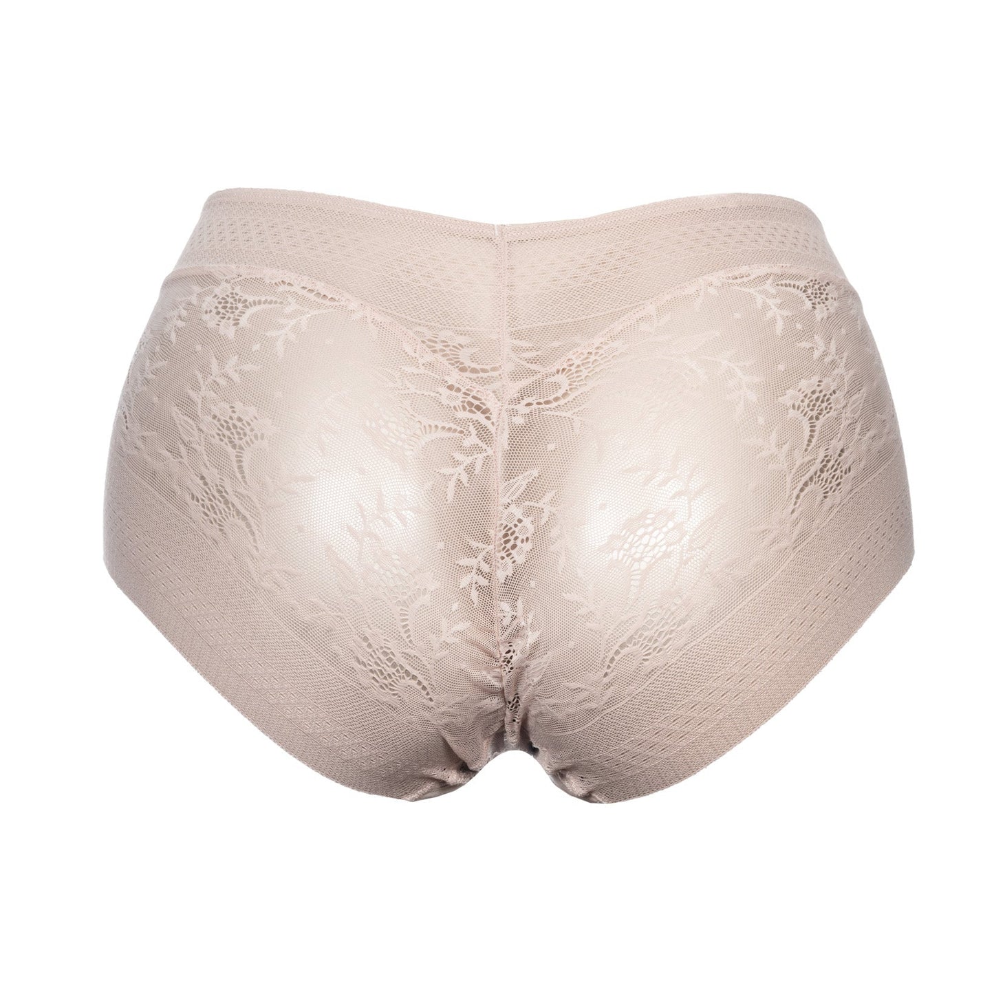 Beige lace underwear on a white background