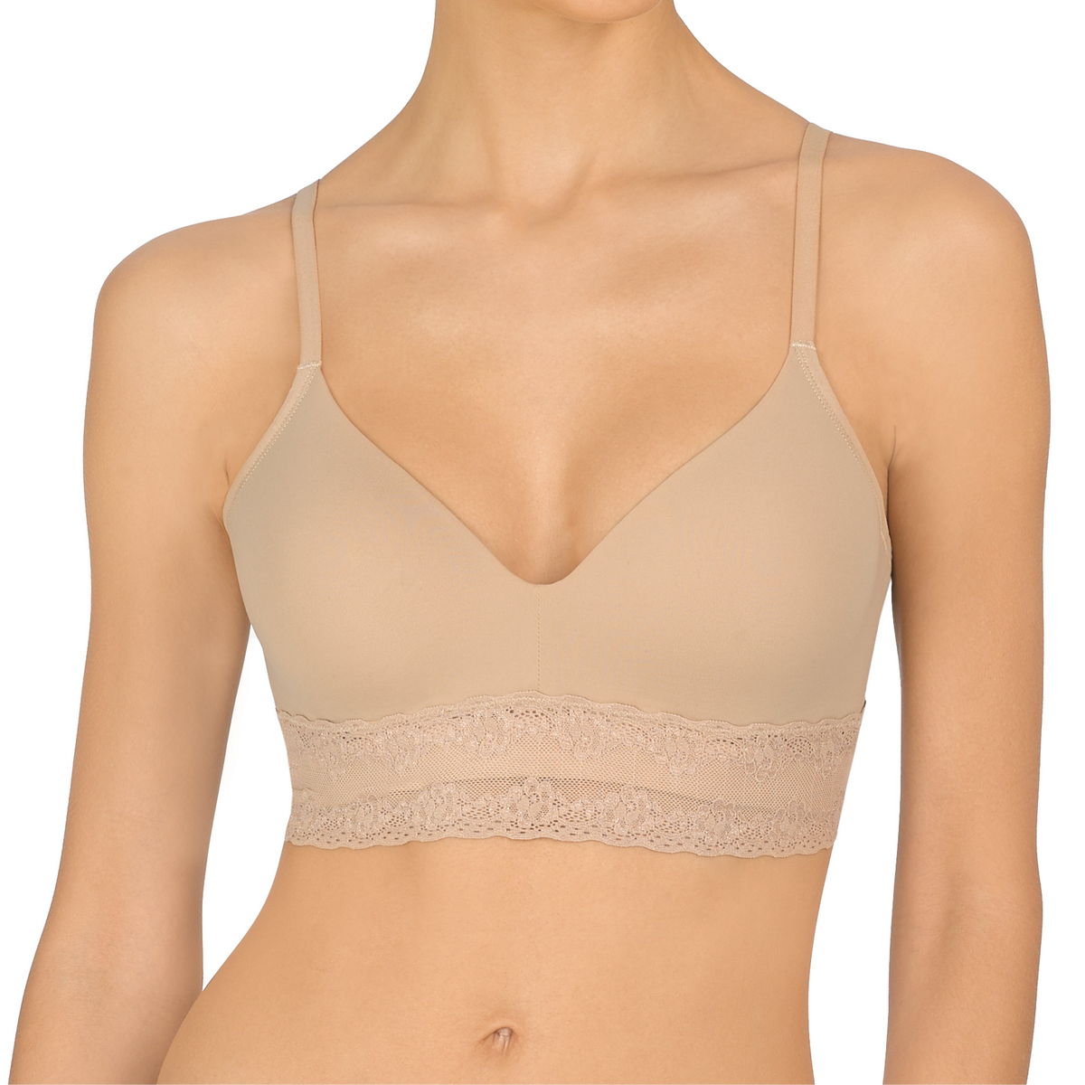 Beige bra on a mannequin with a white background