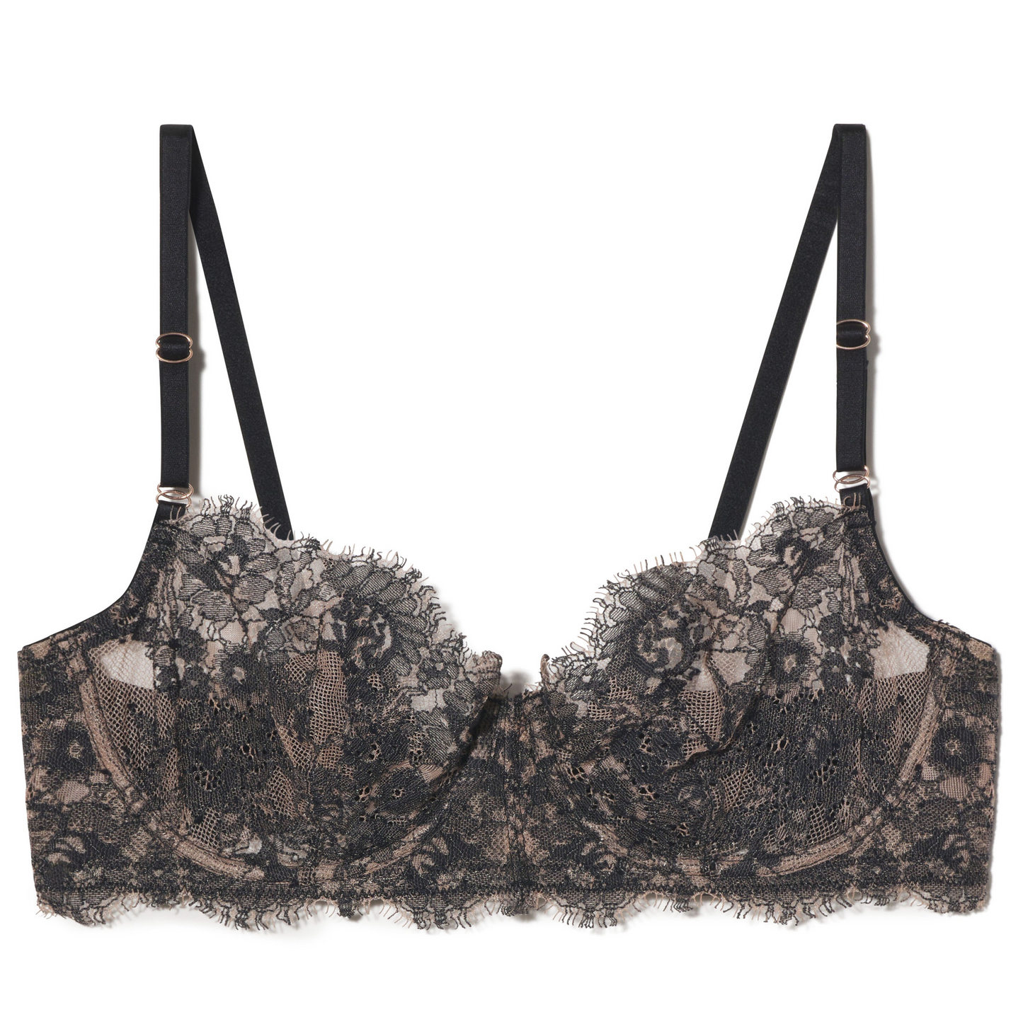 Entice Lace Balconette Bra - Black/Nylon