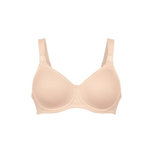Beige bra on a white background