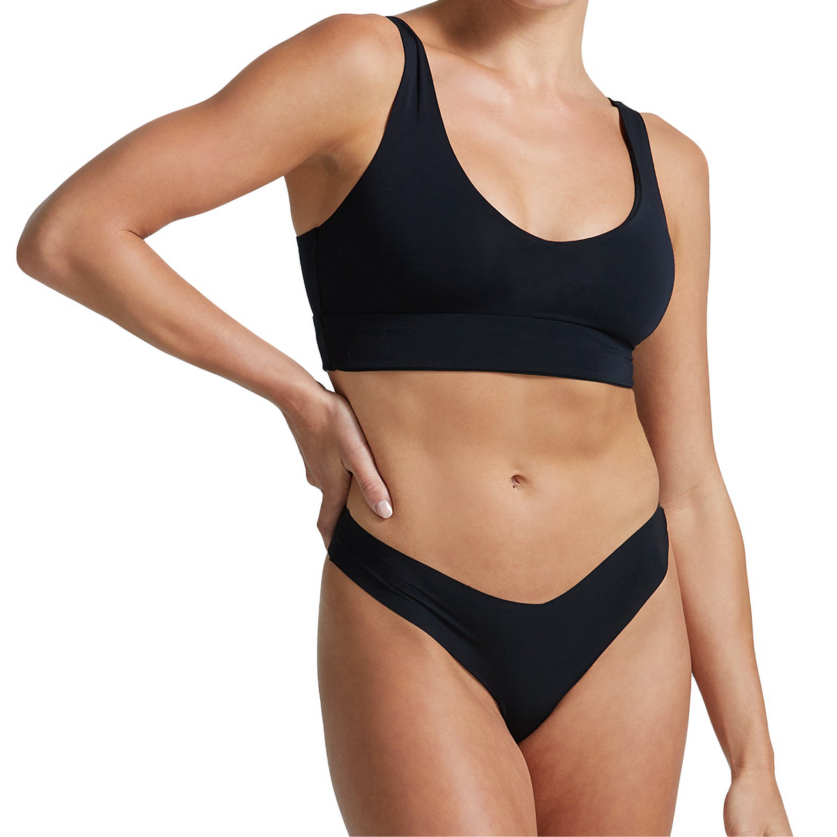 Black bikini set on a white background