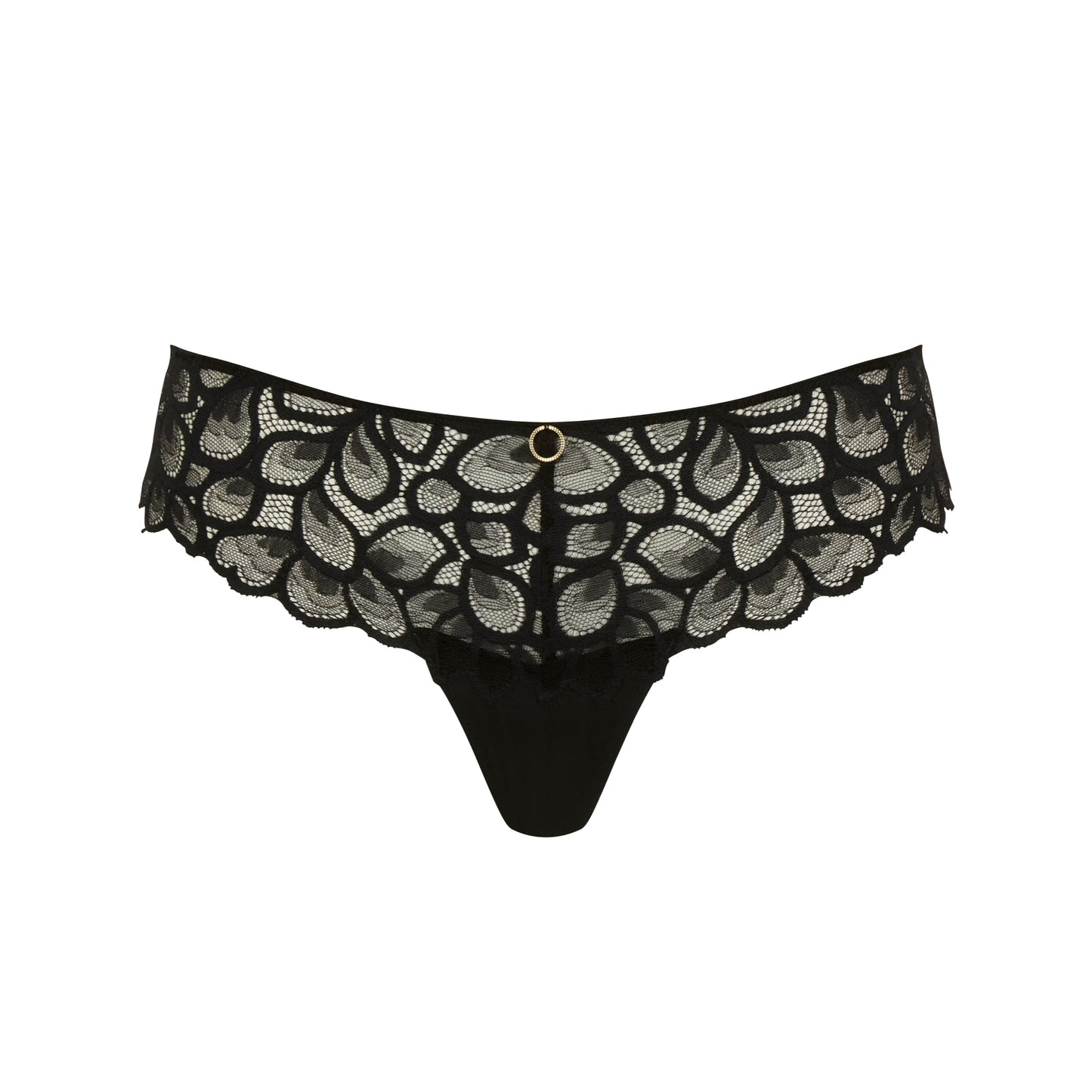 Black lace underwear on a white background