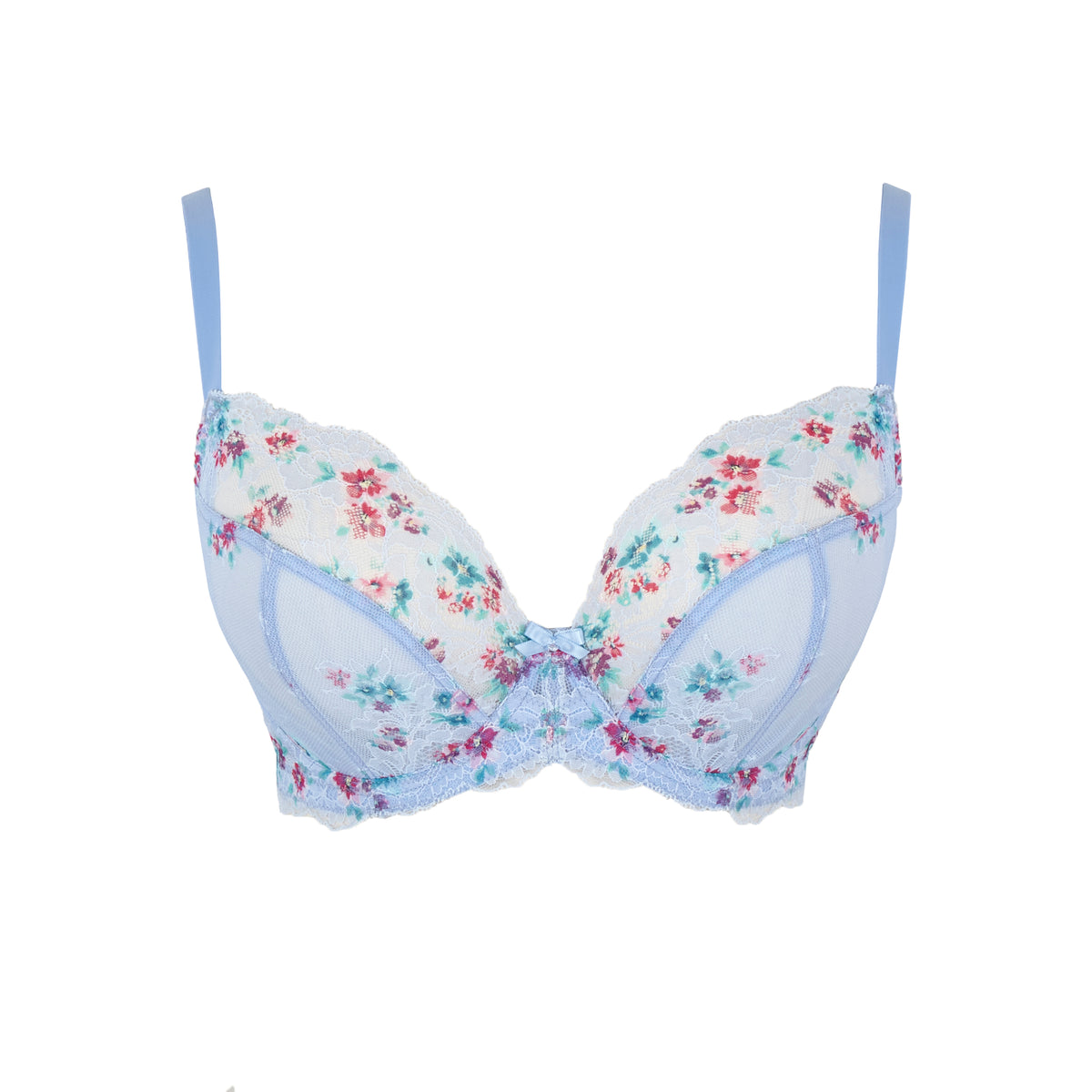 Floral-patterned bra on a white background