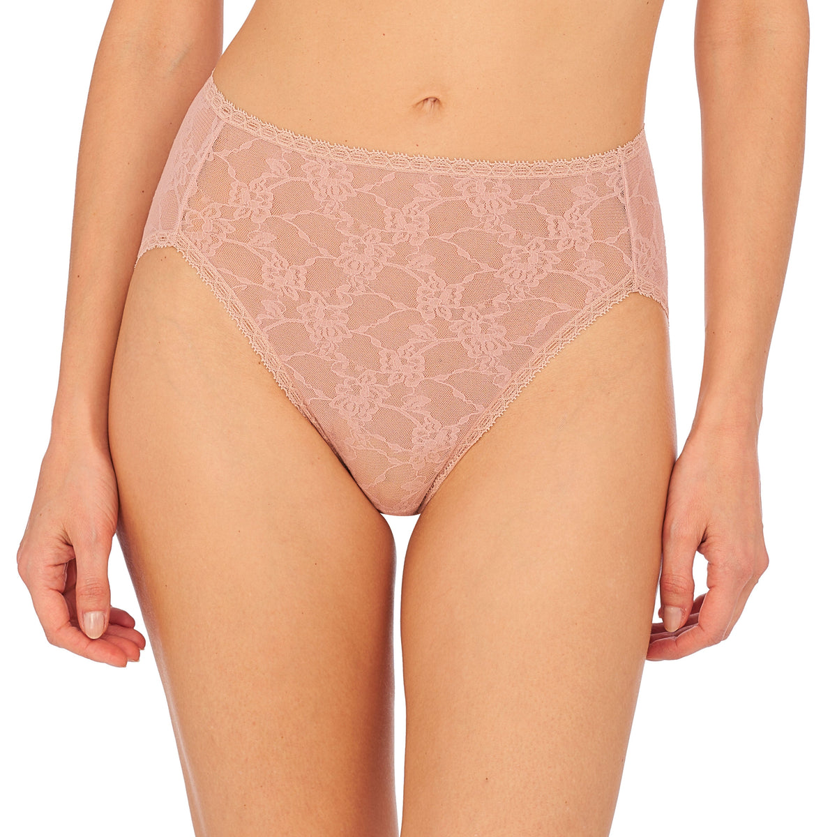 Lace pink underwear on a white background