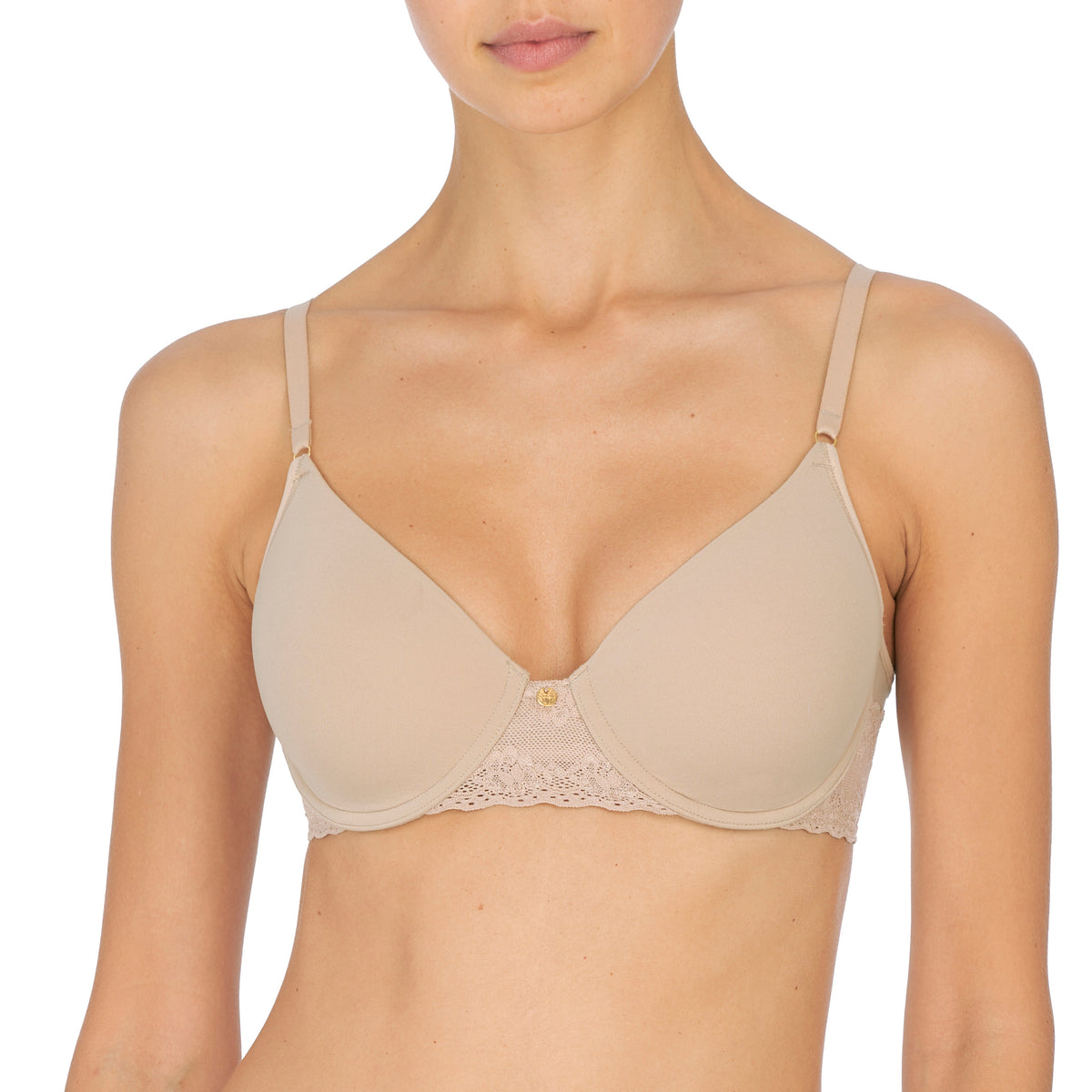 A beige Bliss Perfection Contour Underwire Bra with lace detailing.