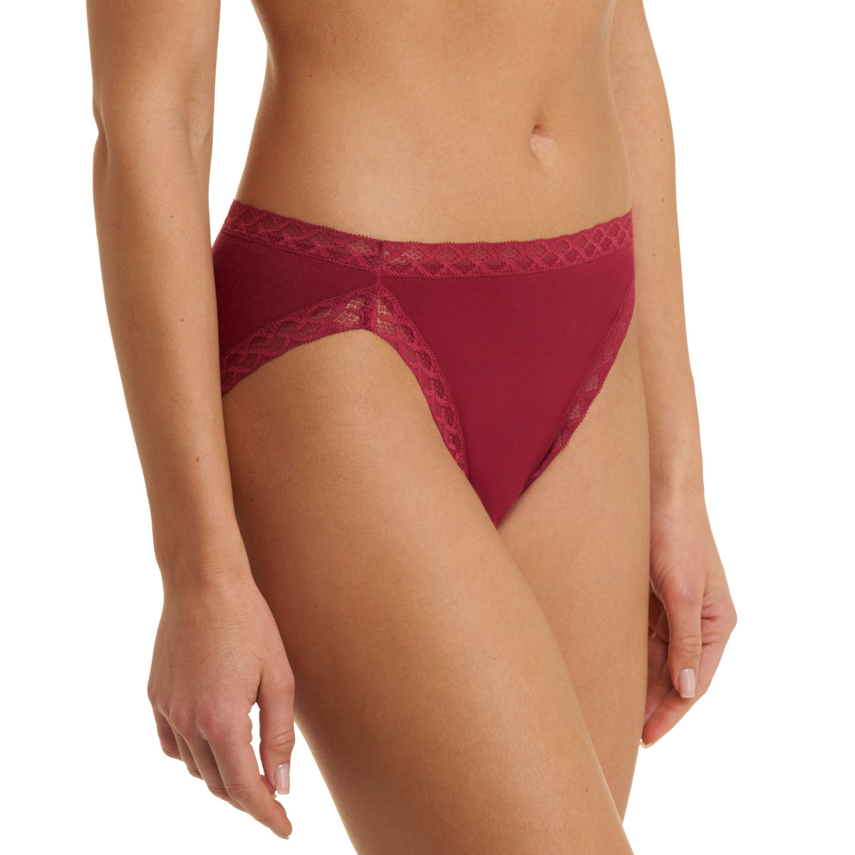 Red lace underwear on a white background