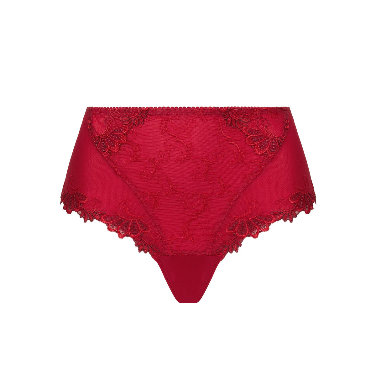 Red lace underwear on a white background