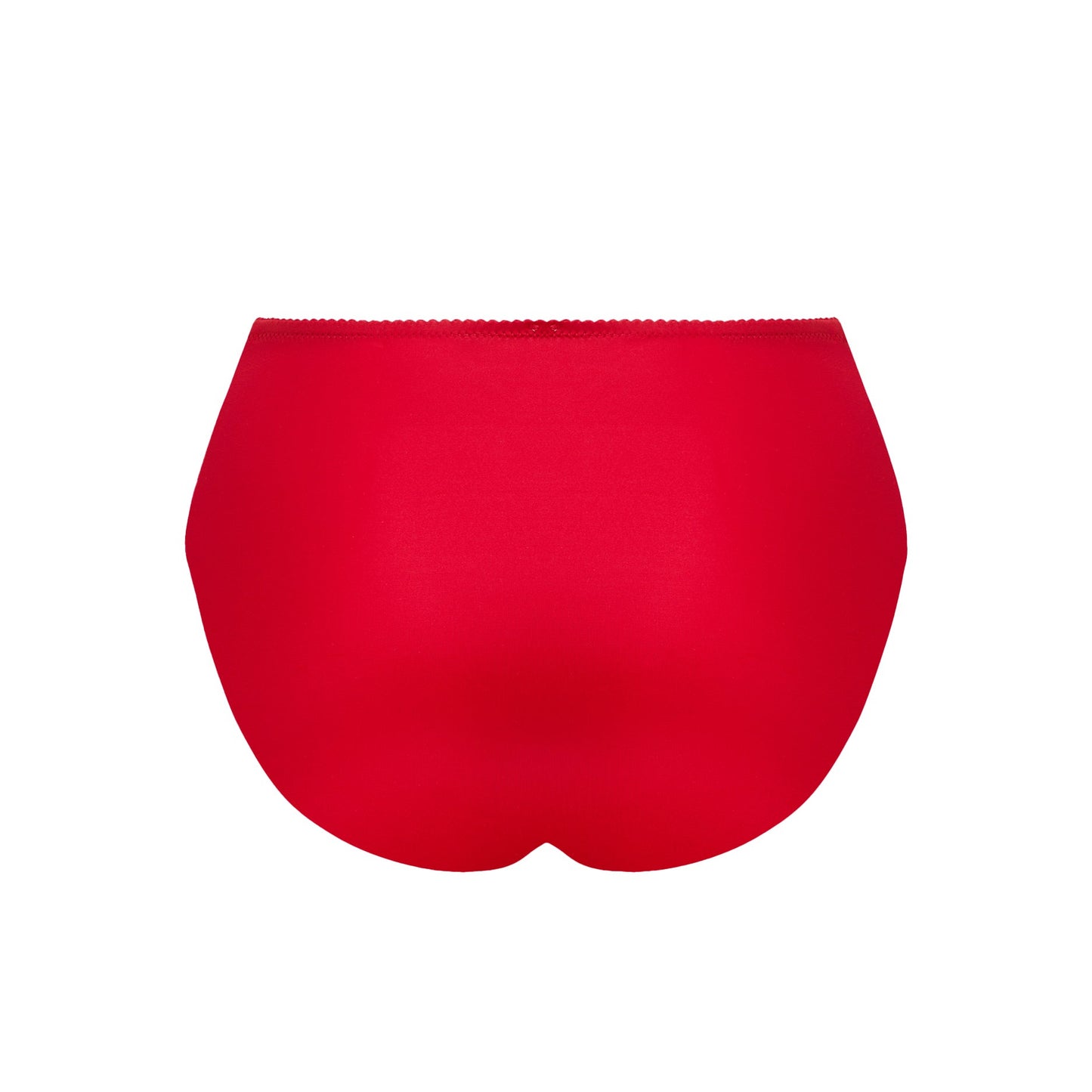 Red high-waisted bikini bottom on a white background