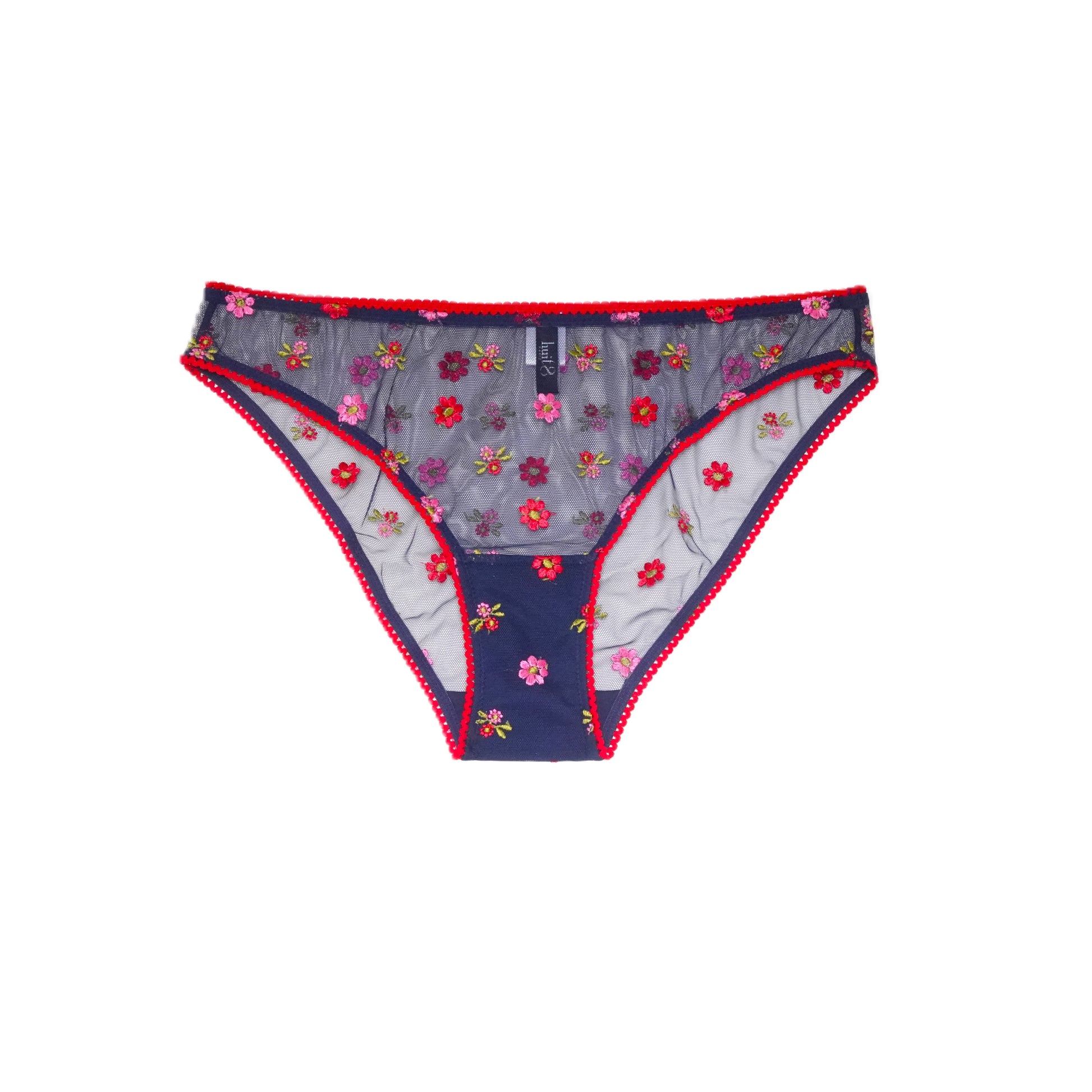Floral-patterned underwear on a white background