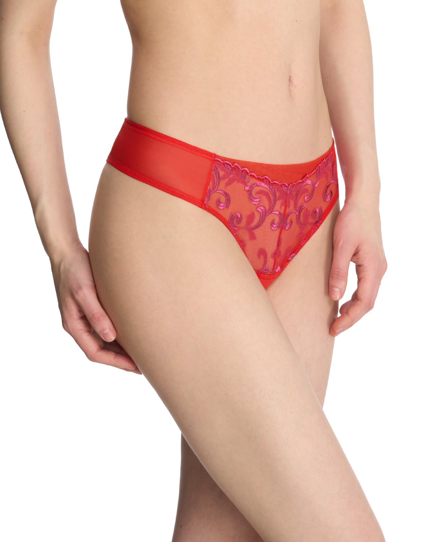 SALE - Embellished Thong - Neon Red