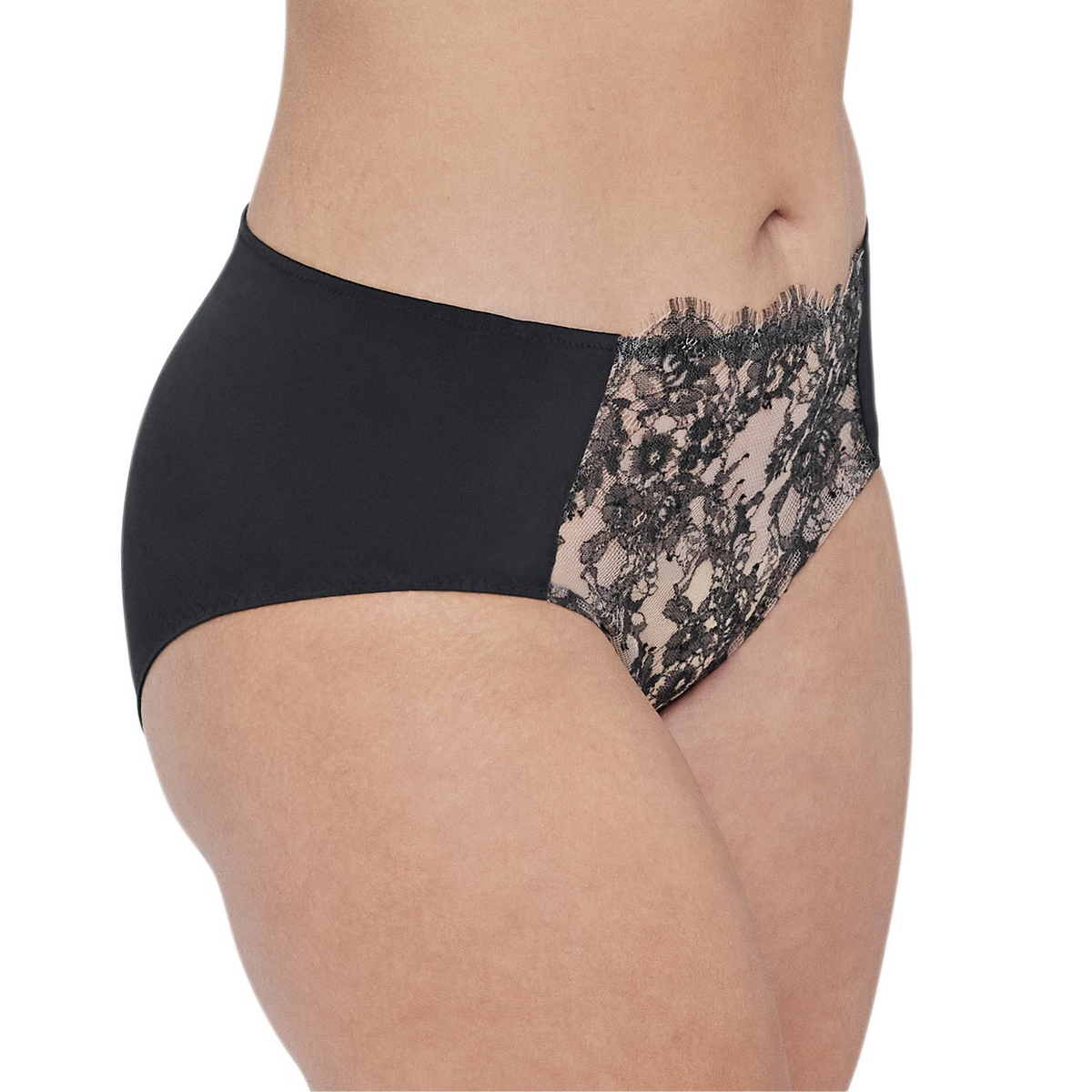Black lace underwear on a white background