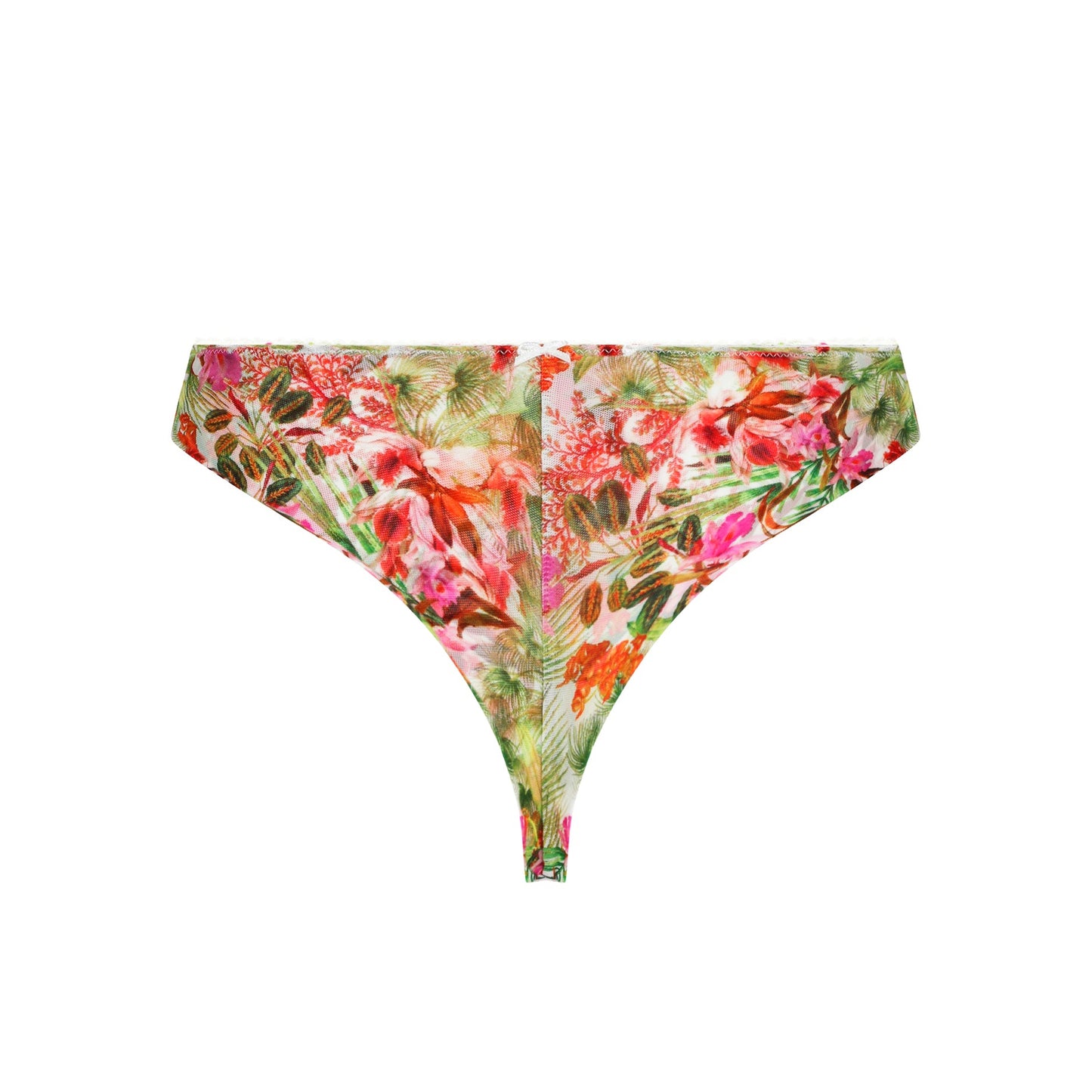 Floral-patterned bikini bottom on a white background