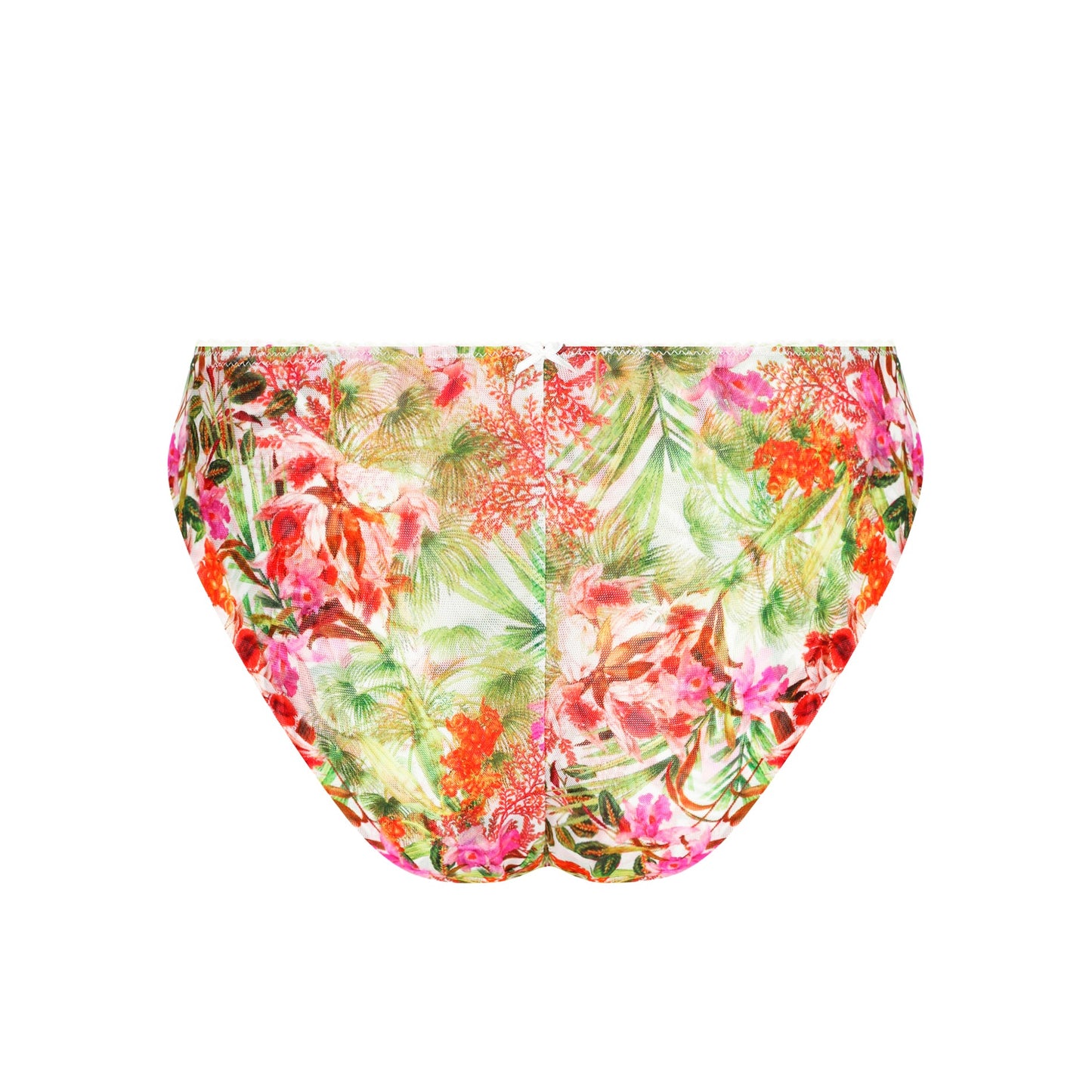 Floral-patterned bikini bottom on a white background
