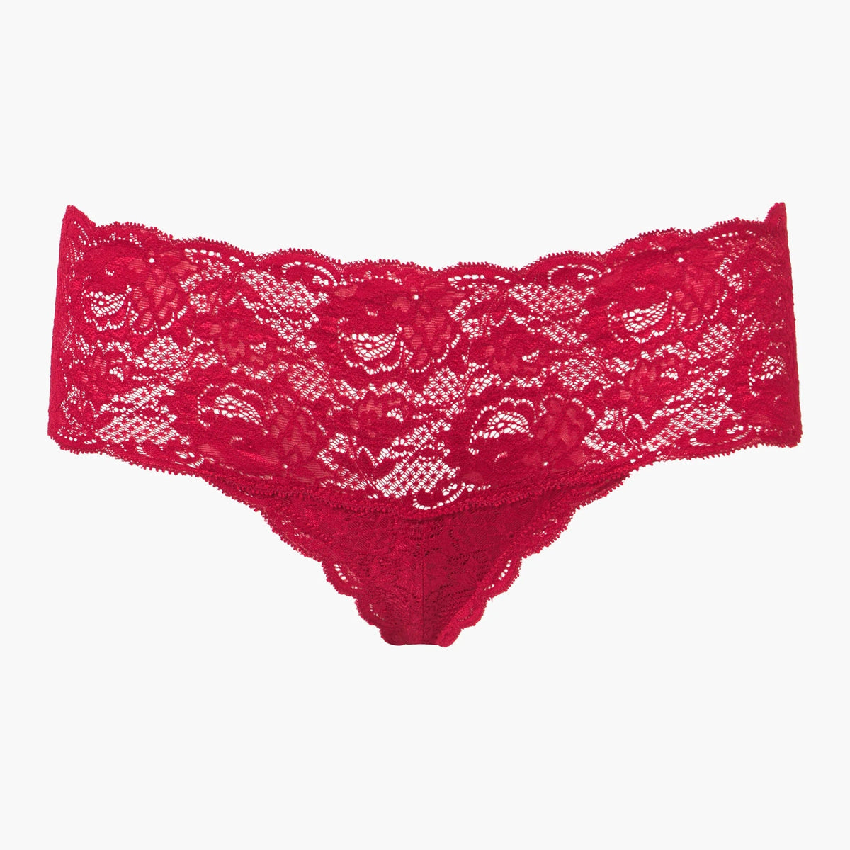 Red lace underwear on a white background