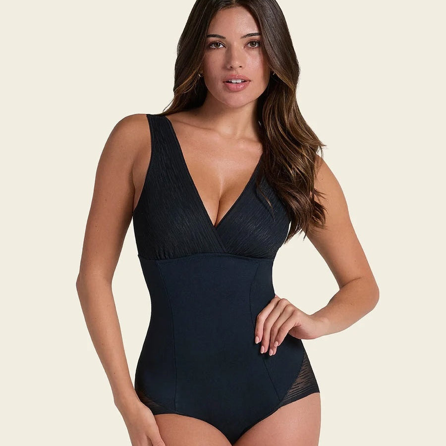 Sheer Stripe Detail Sculpting Bodysuit