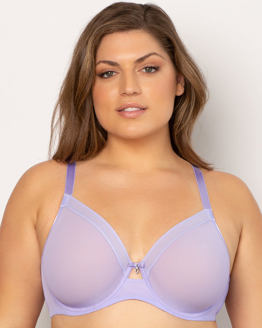 Sheer Mesh Unlined Underwire Bra - Lavender