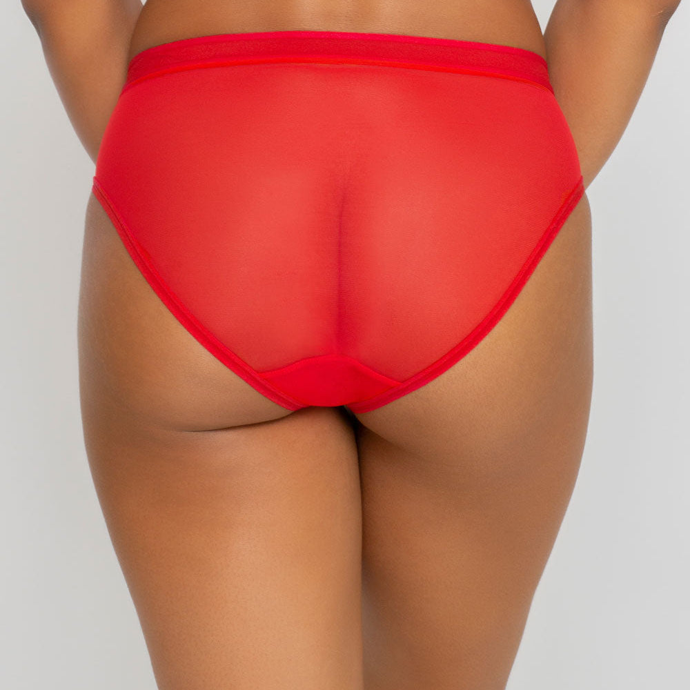 Red underwear on a plain background