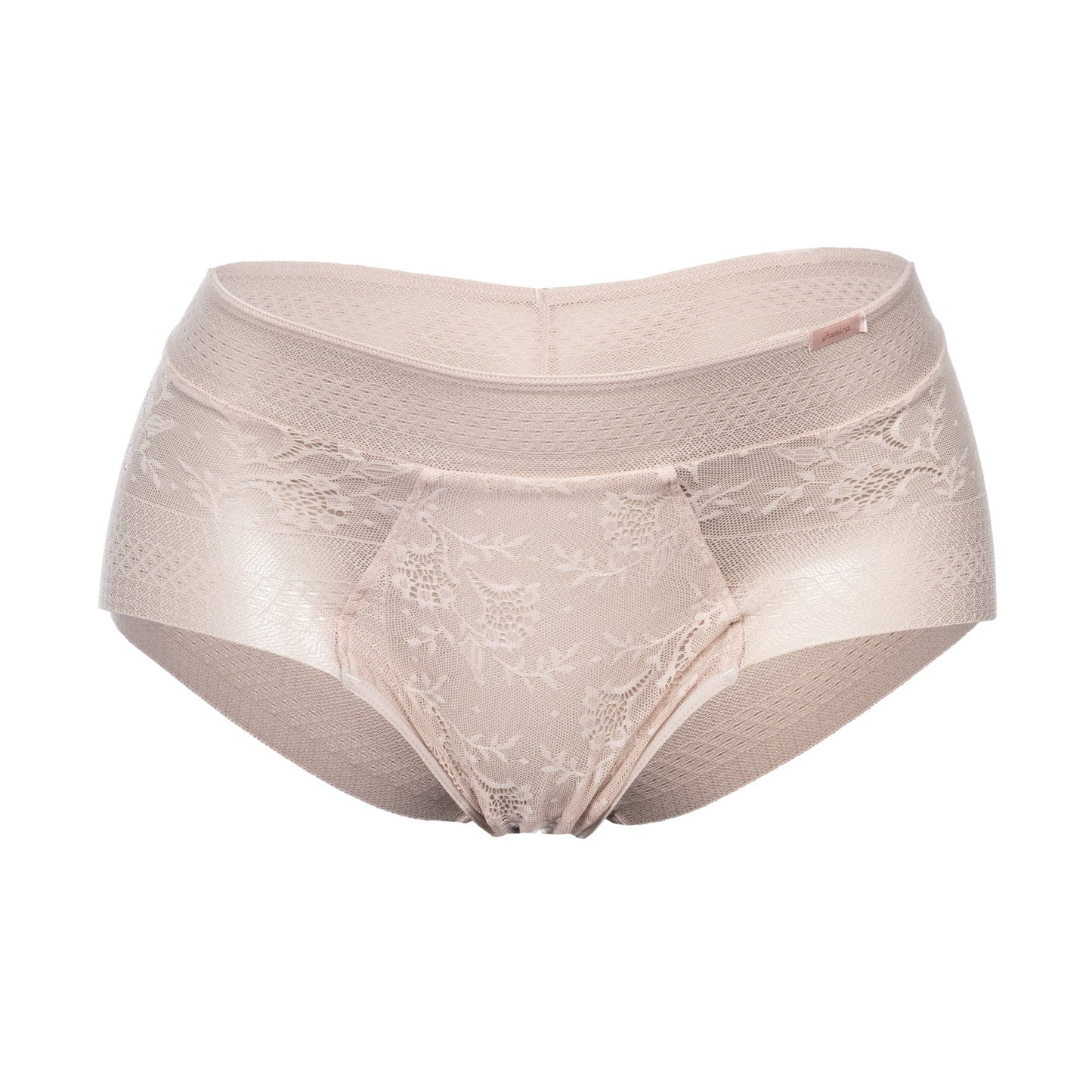 Beige lace underwear on a white background