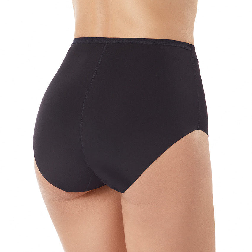 Black high-waisted underwear on a white background