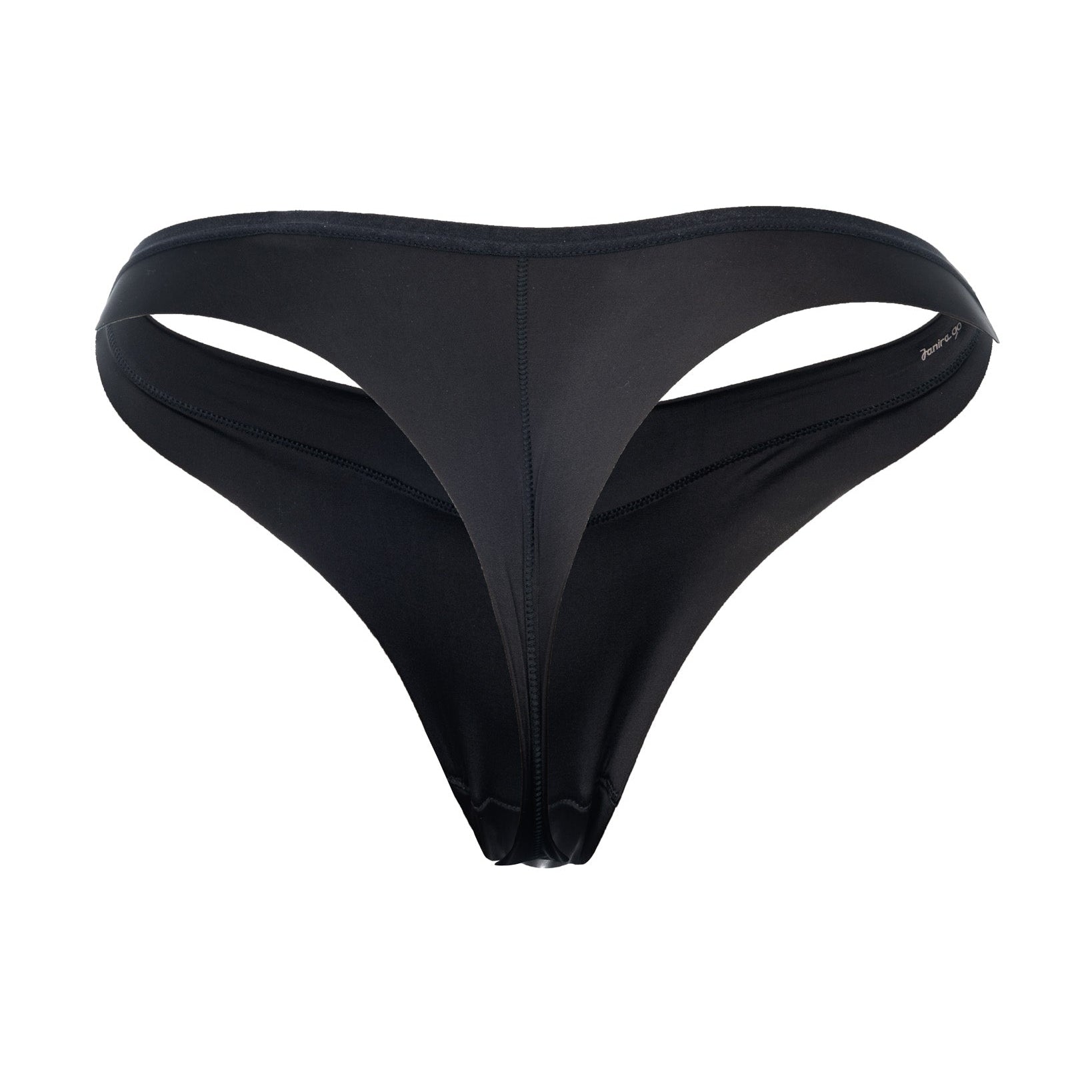Black thong bottom on a white background