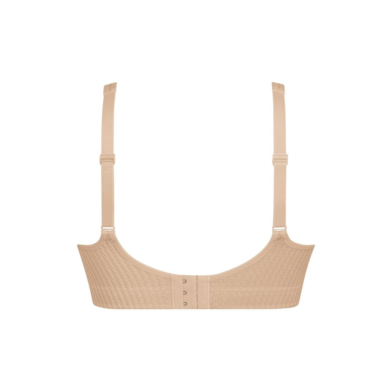 Beige bralette with thin straps on a white background