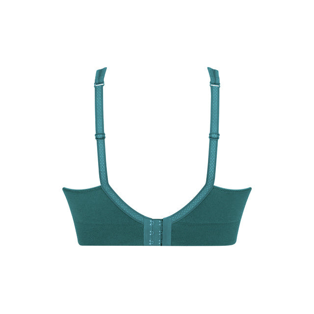 Green bralette with straps on a white background