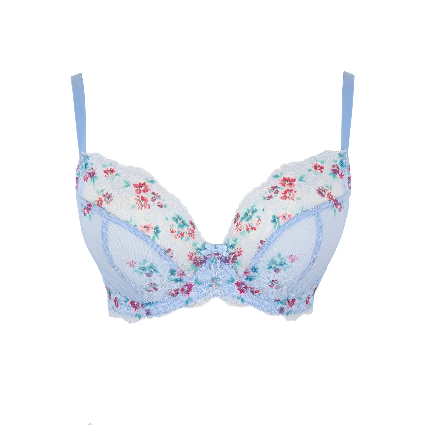 Floral-patterned bra on a white background