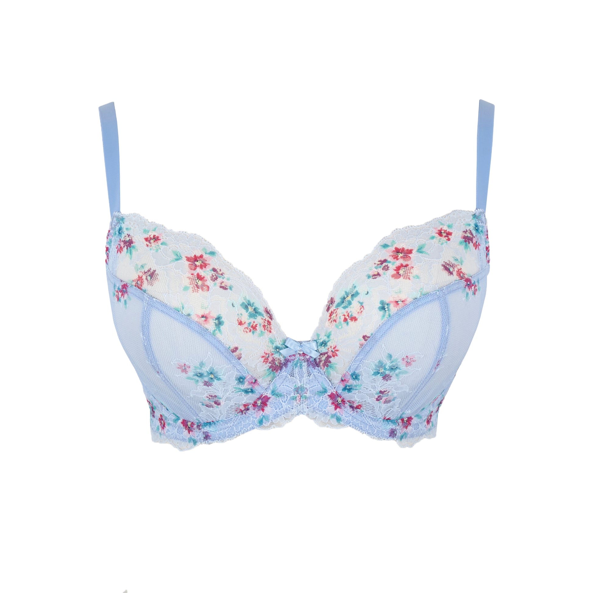 Floral-patterned bra on a white background