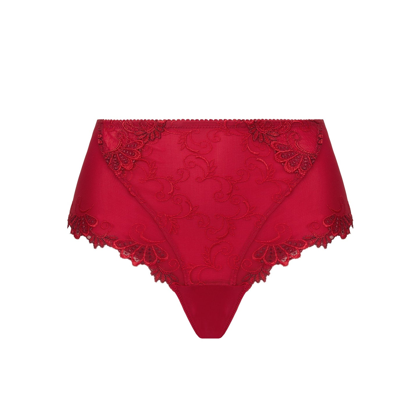 Red lace underwear on a white background