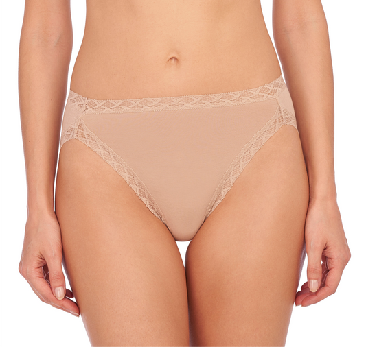 Beige lace underwear on a white background