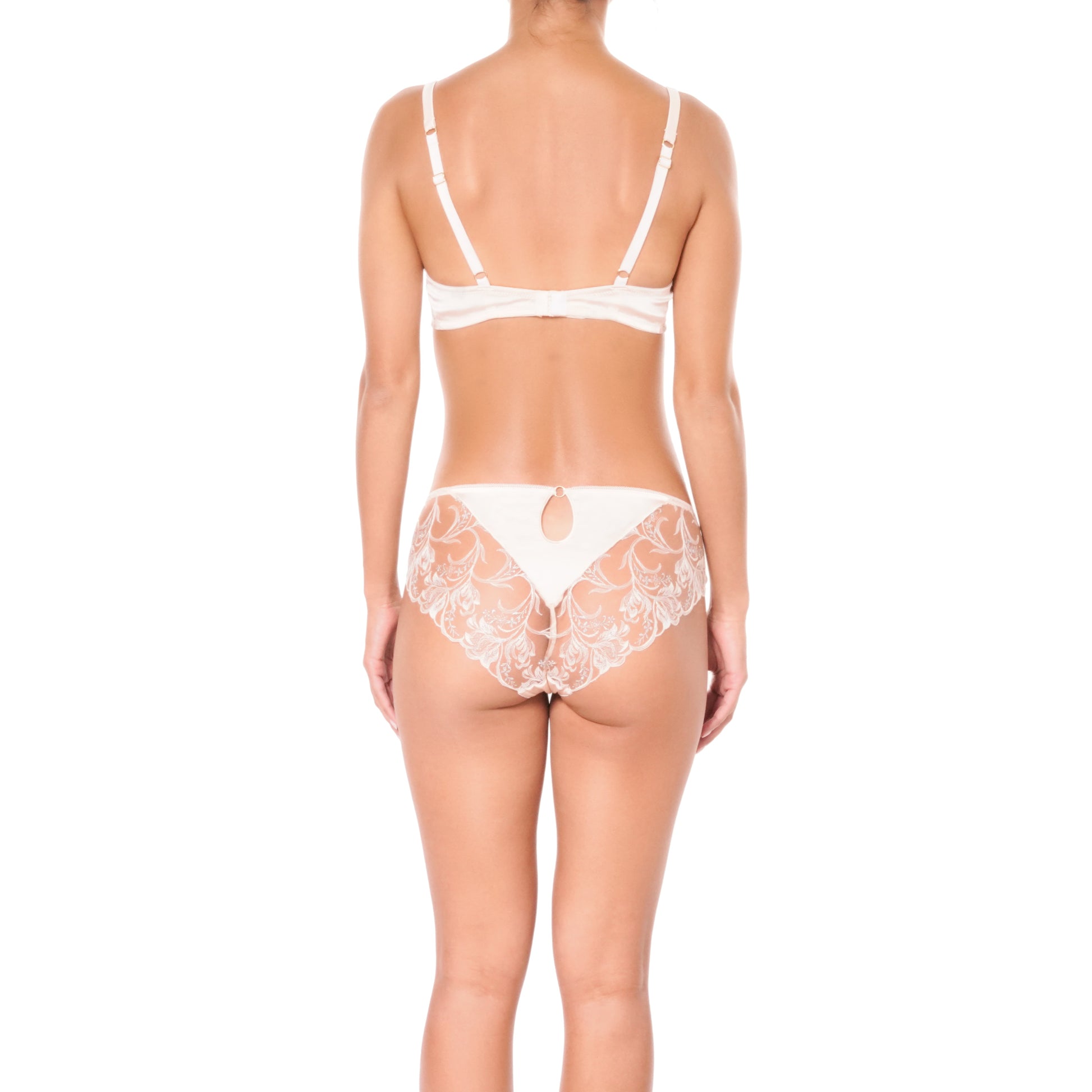 White lace lingerie set on a white background