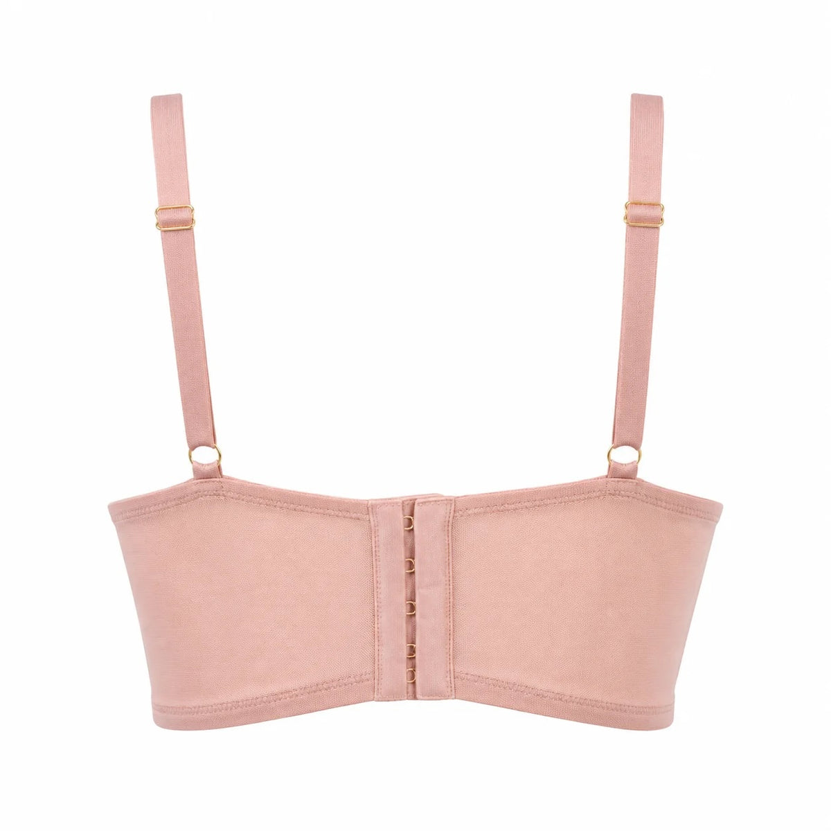 A light pink underwire bra with adjustable shoulder straps and gold-tone metal hardware, shown against a plain white background.