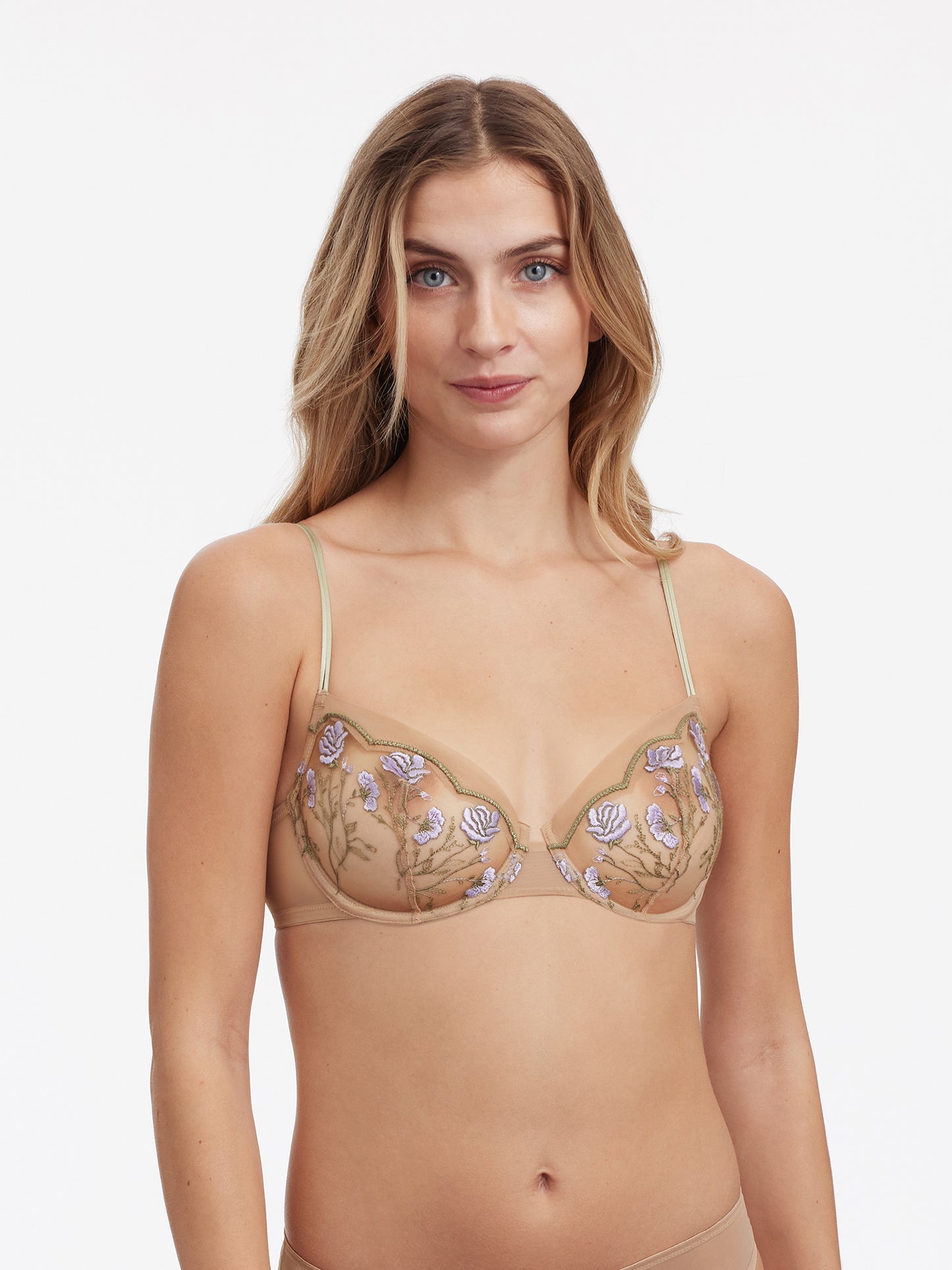 Enamoured Tattoo Lace Balconette Bra - Ice Purple Combo