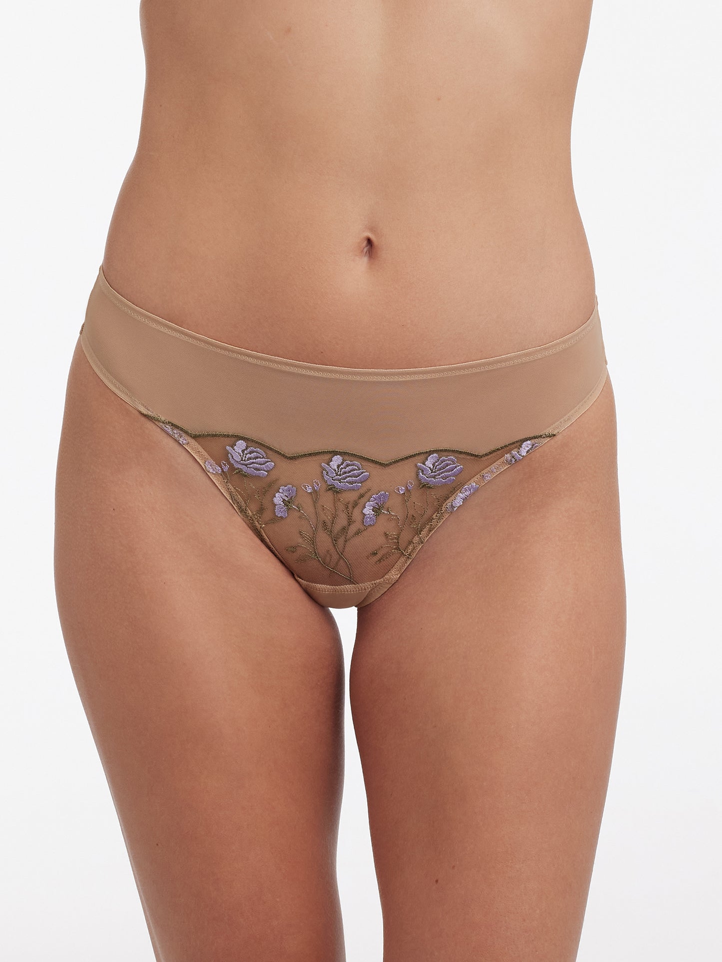 Enamoured Tattoo Lace Thong - Ice Purple