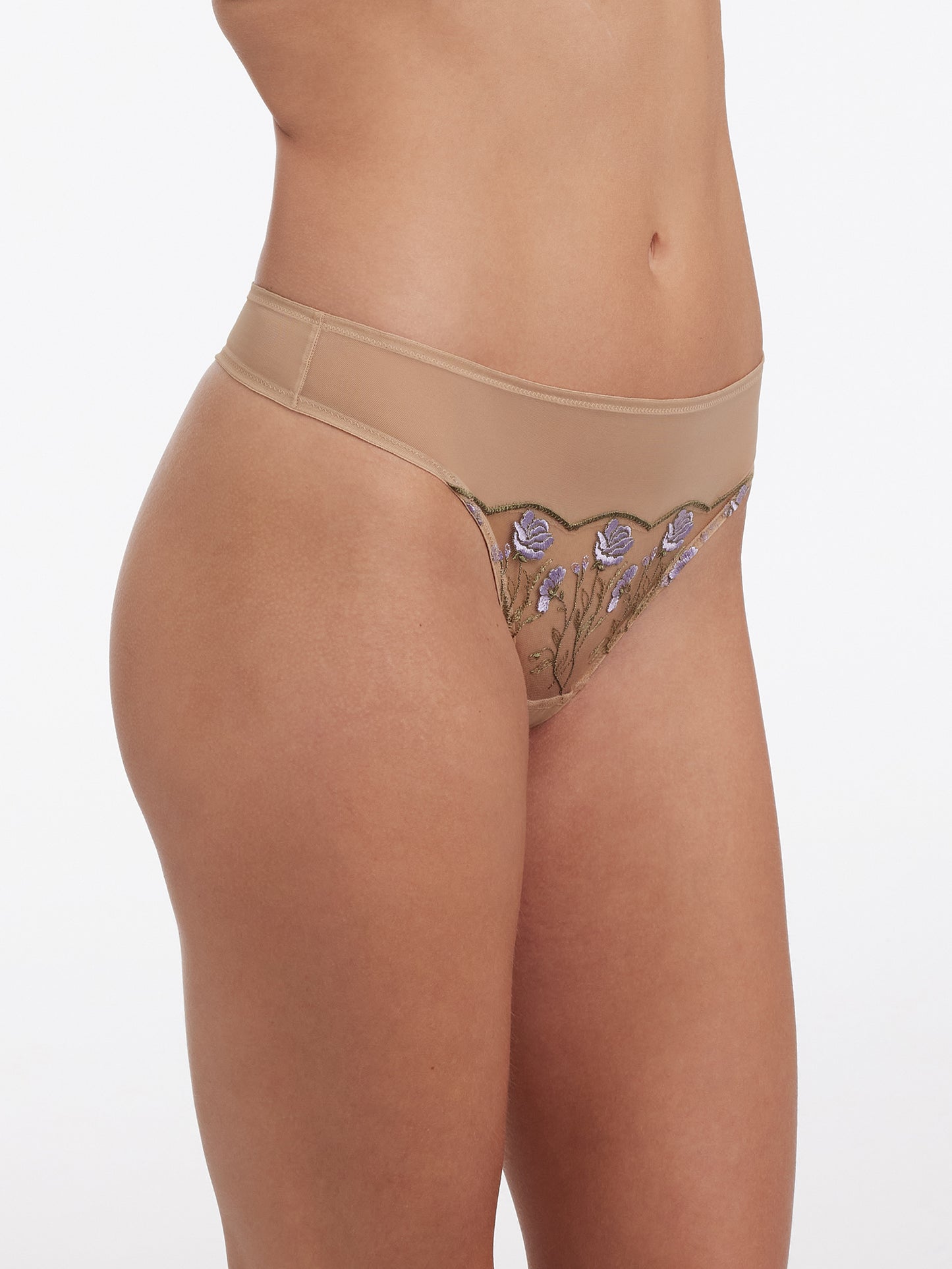 Enamoured Tattoo Lace Thong - Ice Purple