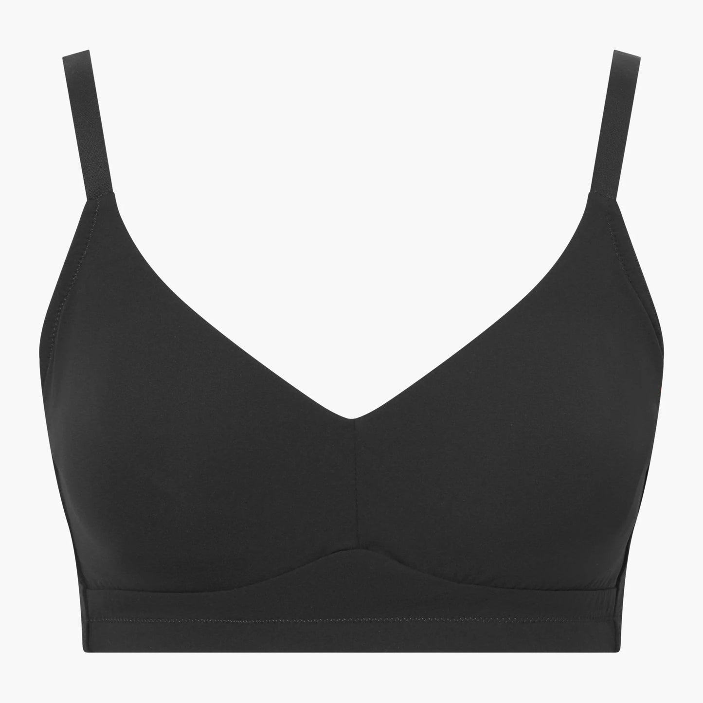 Black bralette on a white background