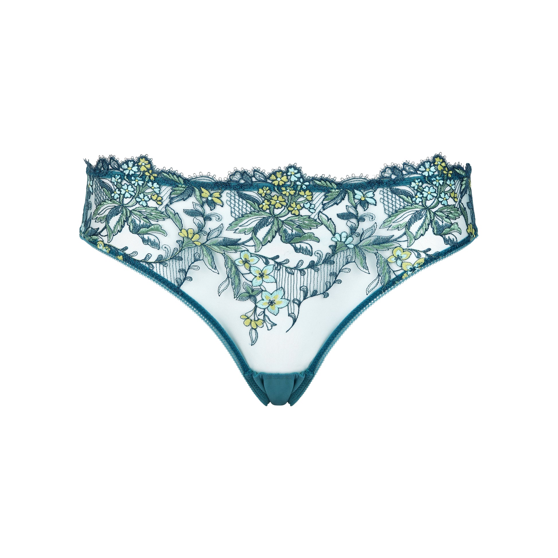 Floral lace underwear on a white background