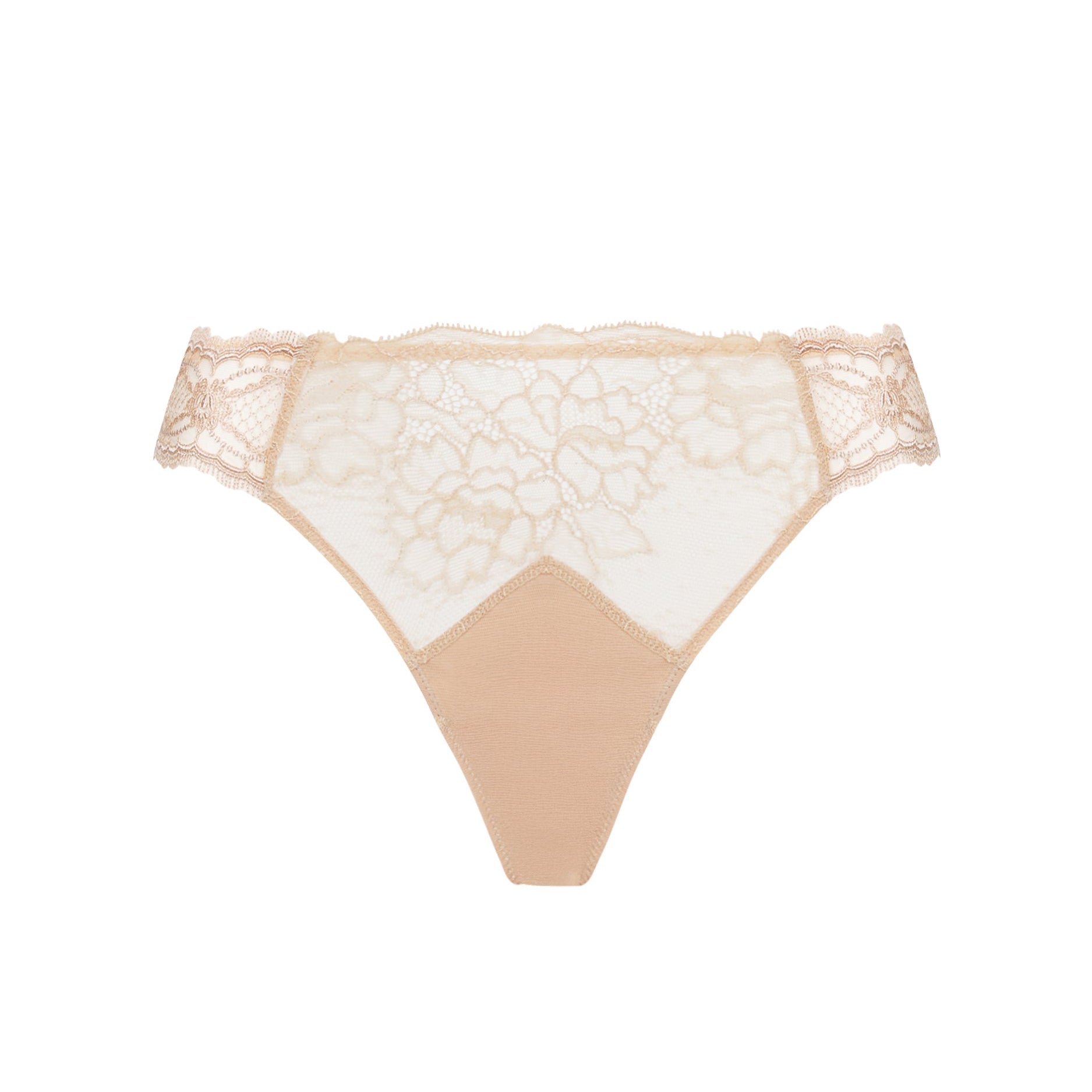 Lace-trimmed underwear on a white background