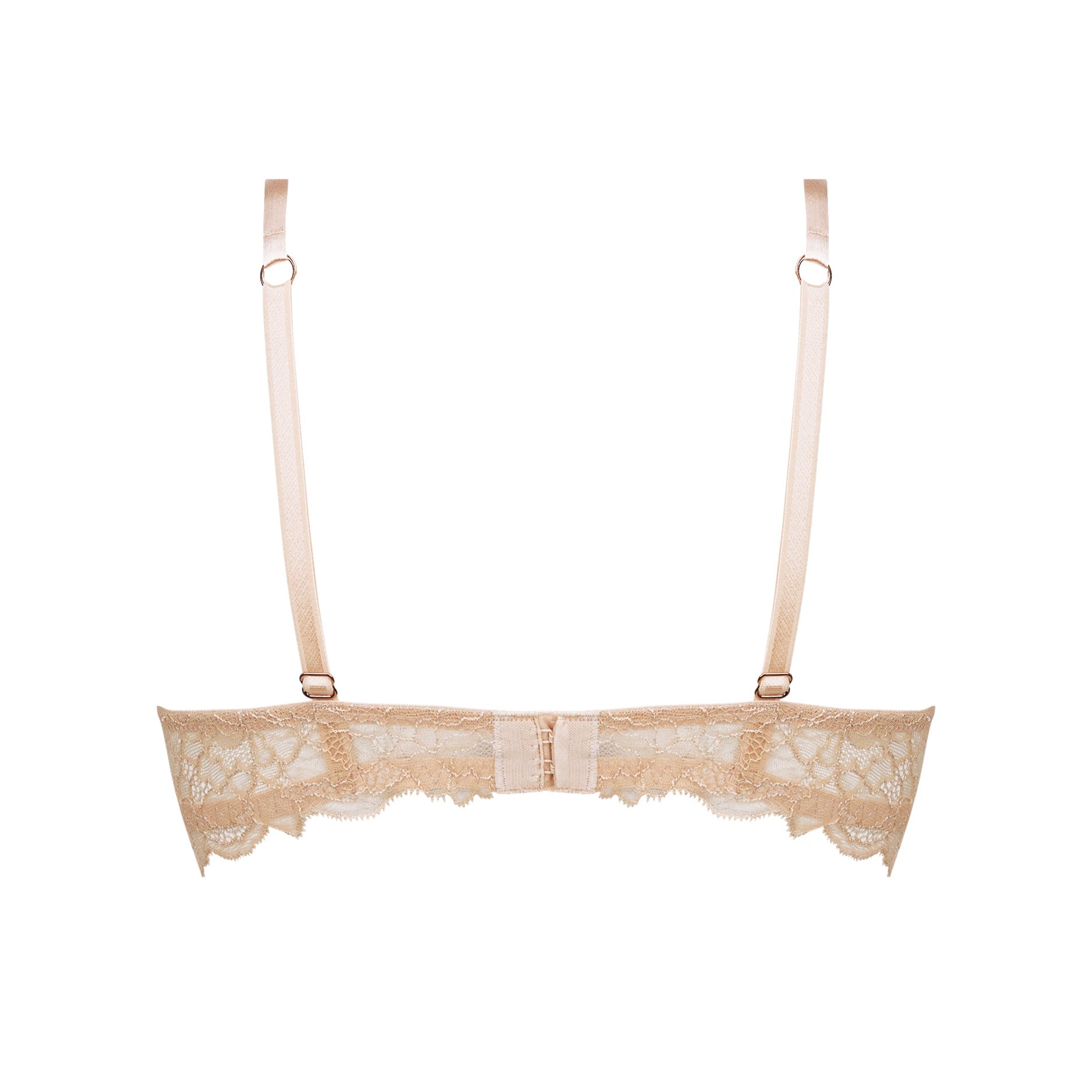 Lace bra with thin straps on a white background