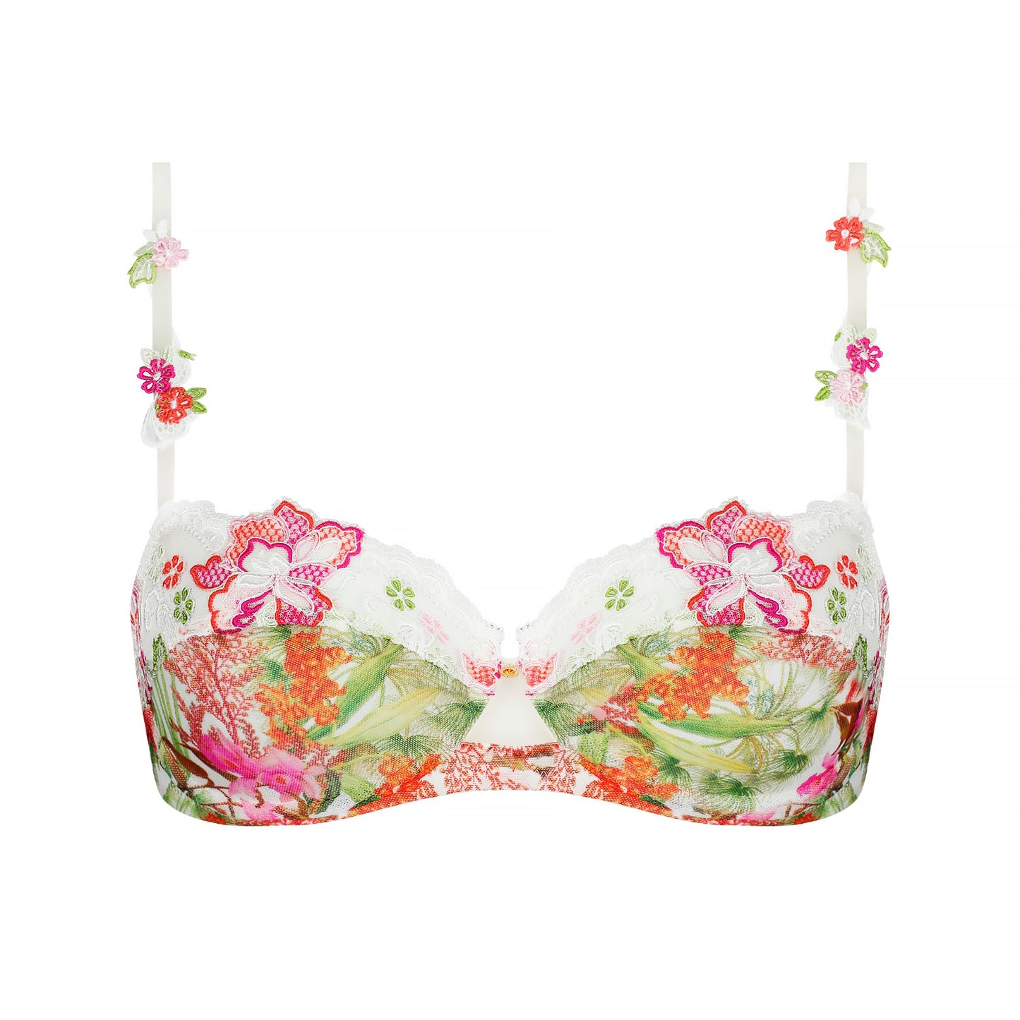 Floral-patterned bra on a white background