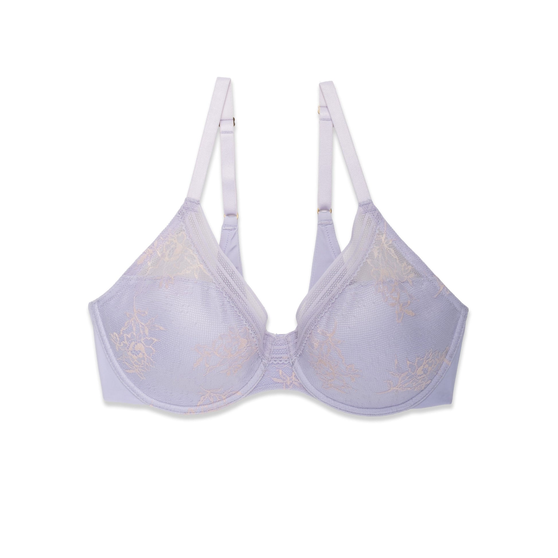 Light purple bra on a white background