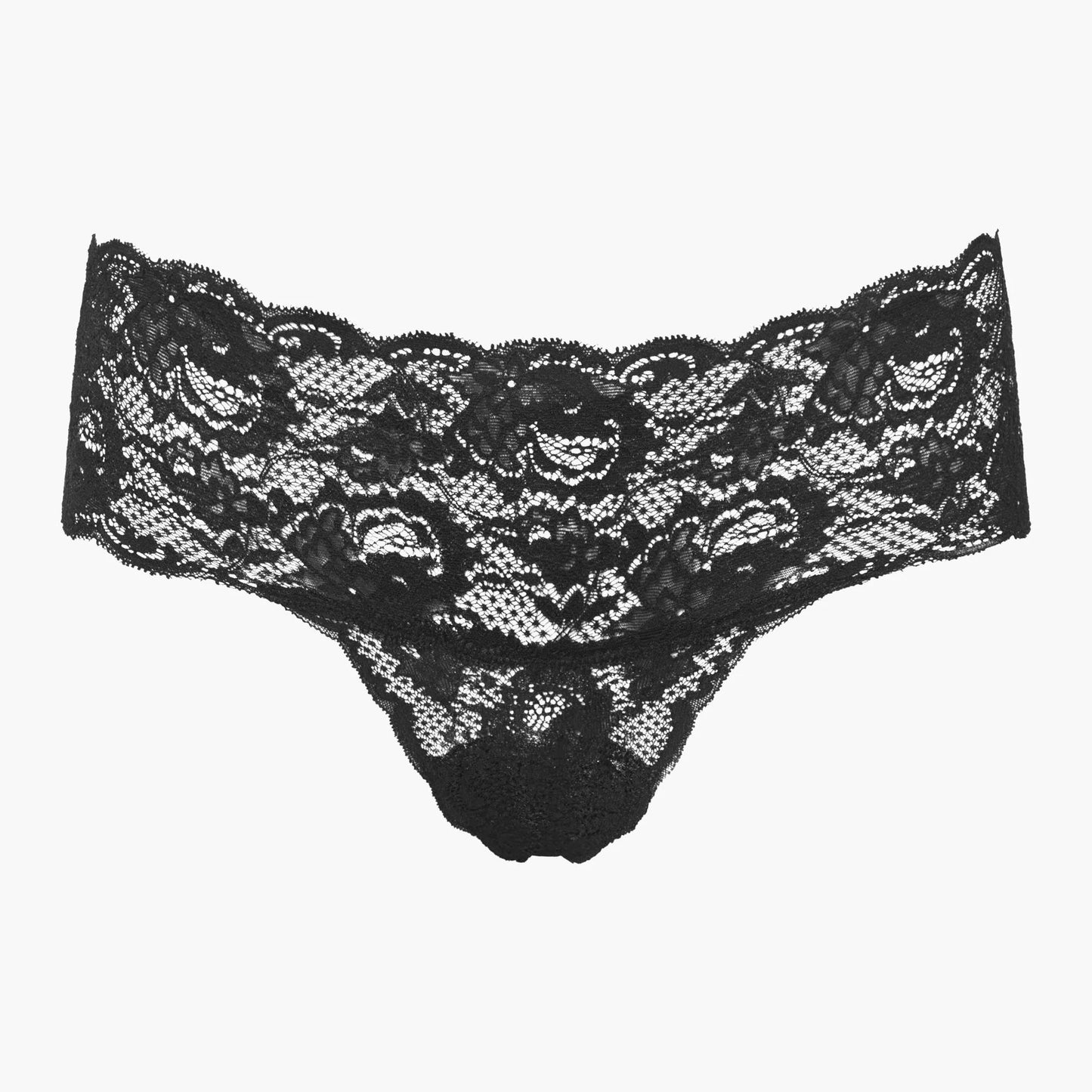 Black lace underwear on a white background