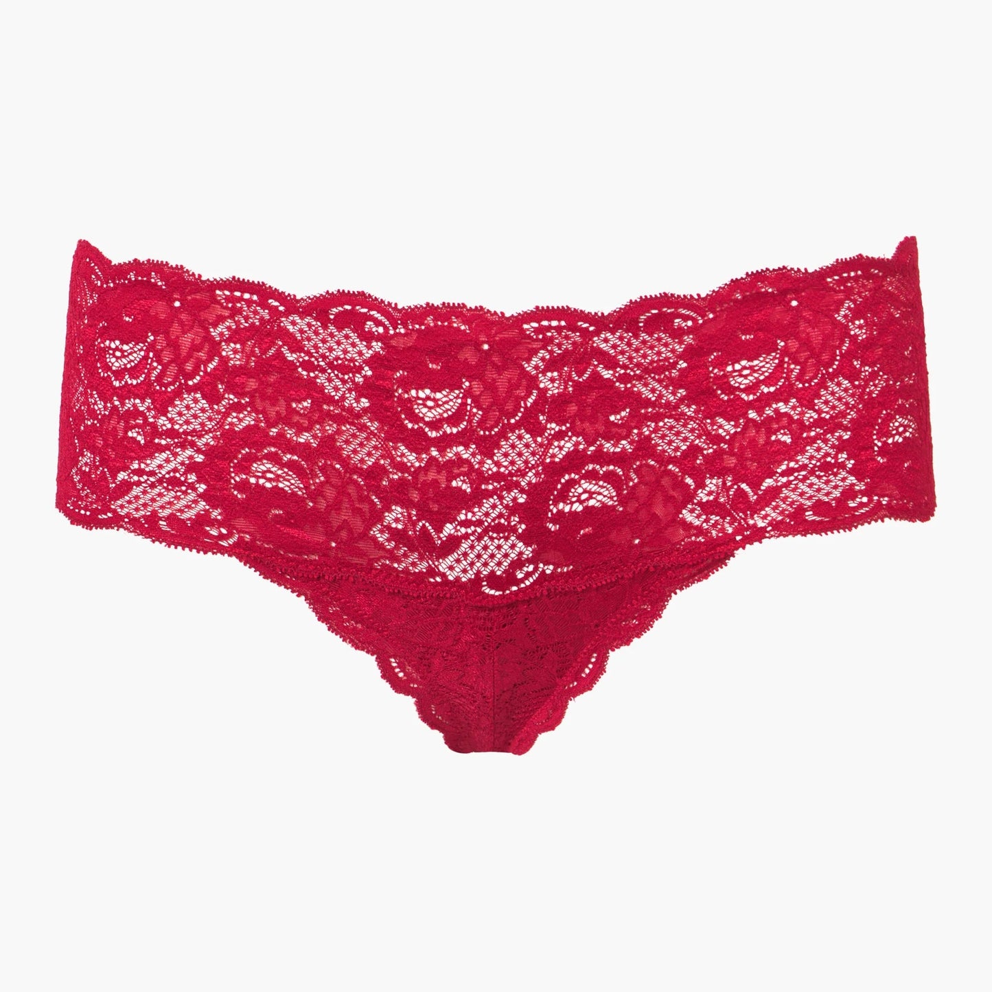 Red lace underwear on a white background