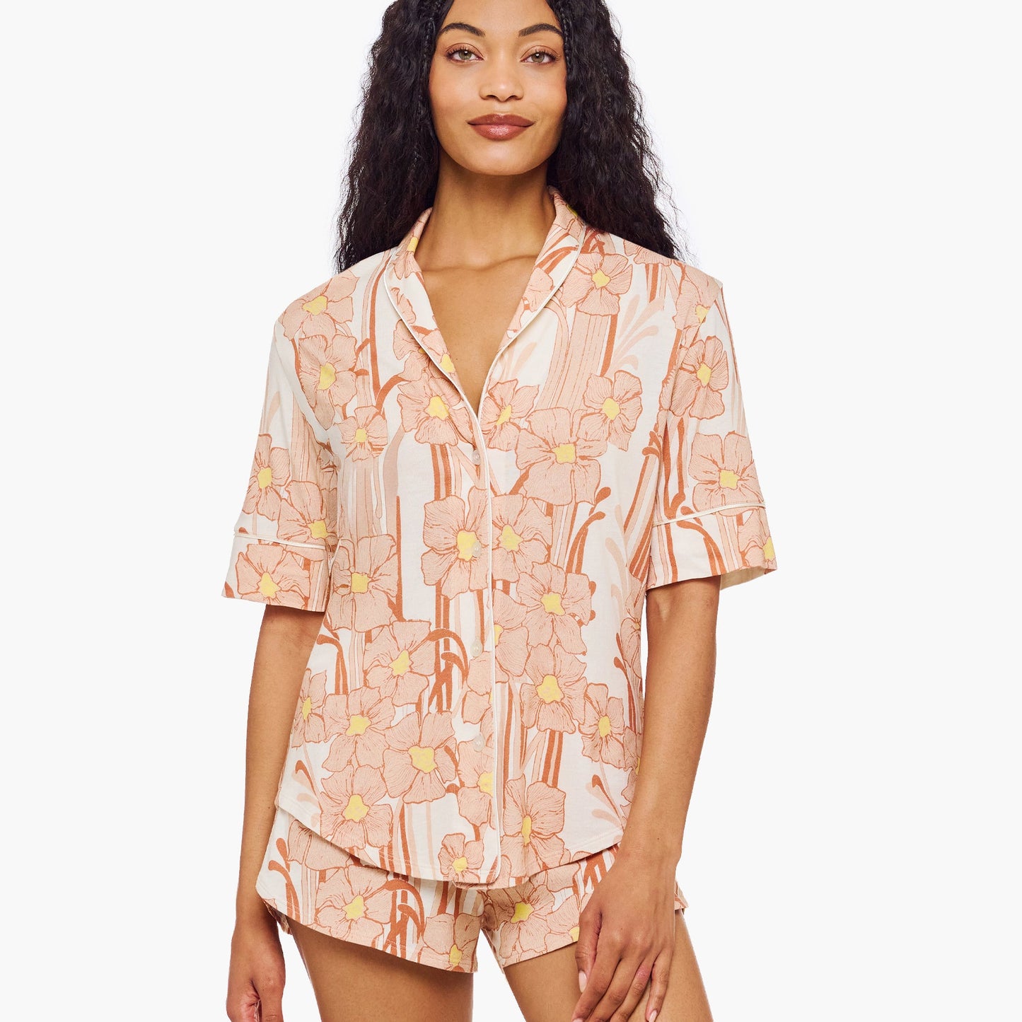 Pima Lusso Printed Short Sleeve Top & Boxer Set