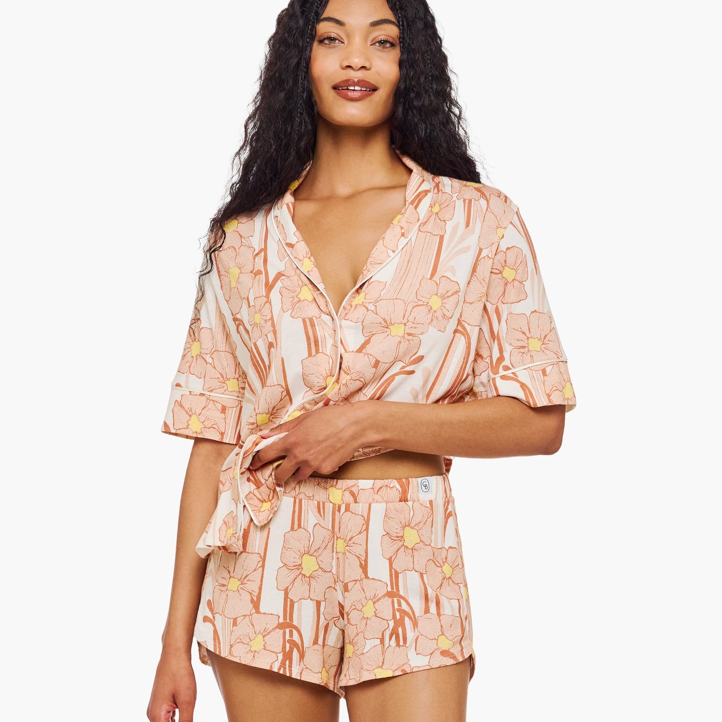 Pima Lusso Printed Short Sleeve Top & Boxer Set