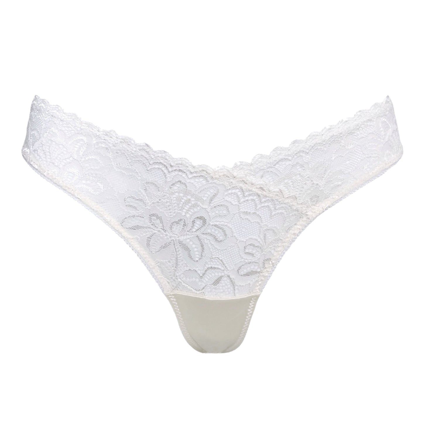 White lace thong on a white background