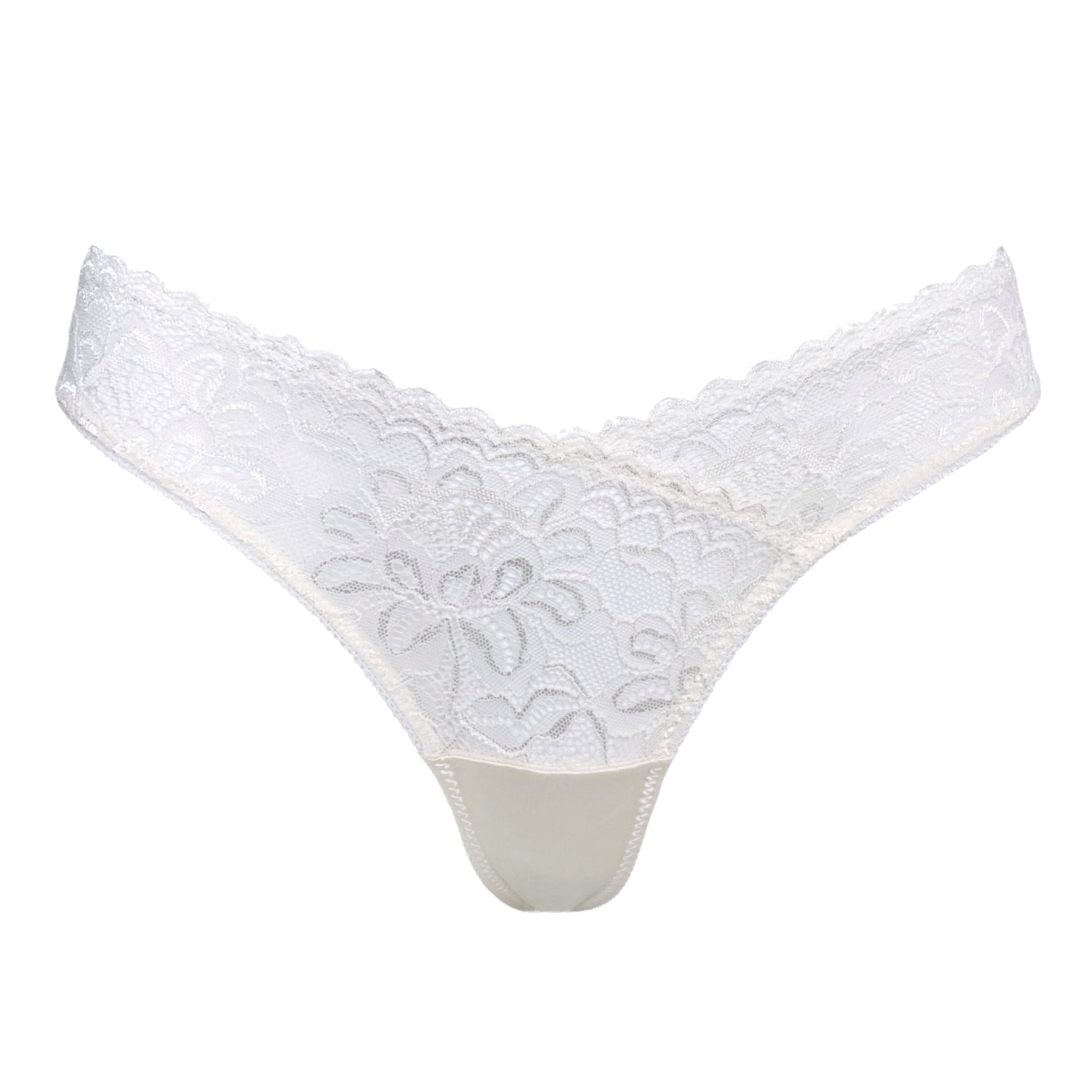 White lace thong on a white background