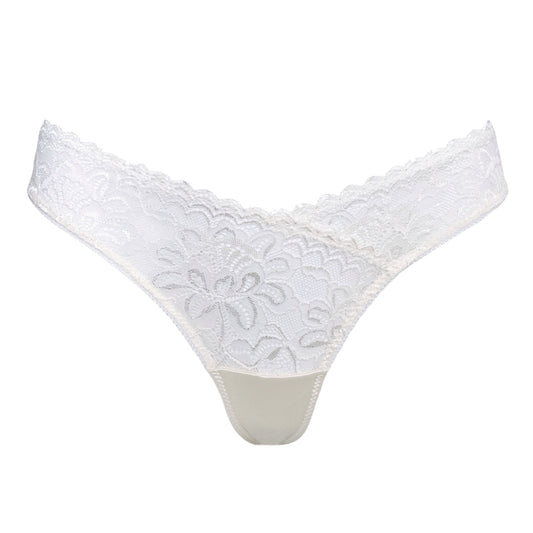 White lace thong on a white background